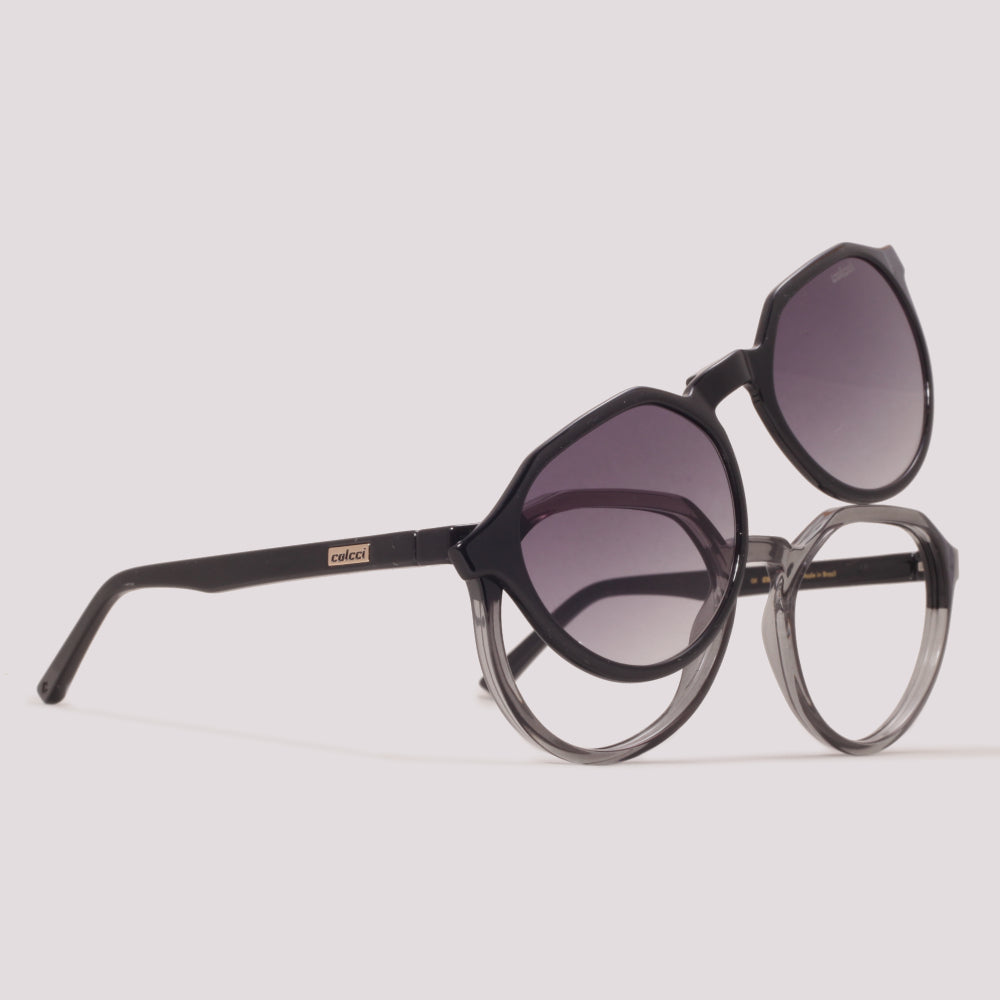 Colcci Bandy 6 Clip On Retrô Fume Brilho e Preto - Grau - 53 mm