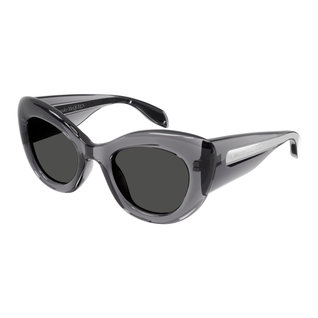 Alexander McQueen AM0403S 002 Cinza Translúcido Preto - Sol - 52 mm