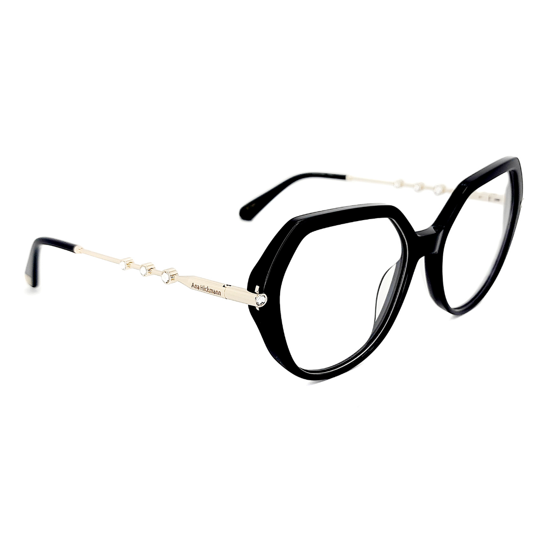 Ana Hickmann AH60058 A01 Preto e Dourado Brilho - Grau - 54 mm