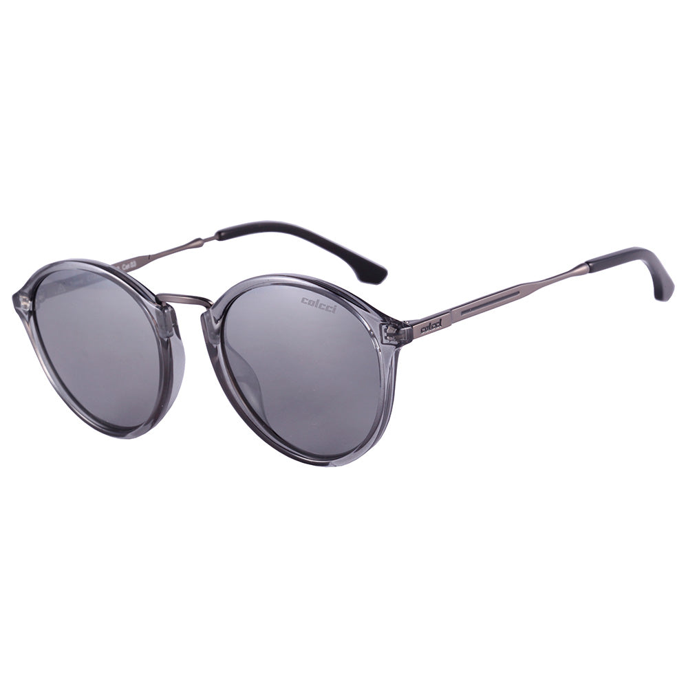 Colcci Tanne - Klebber Toledo Redondo Cinza Translúcido e Cinza Brilho/ Preto Espelhado - Solar - TAM 49 mm