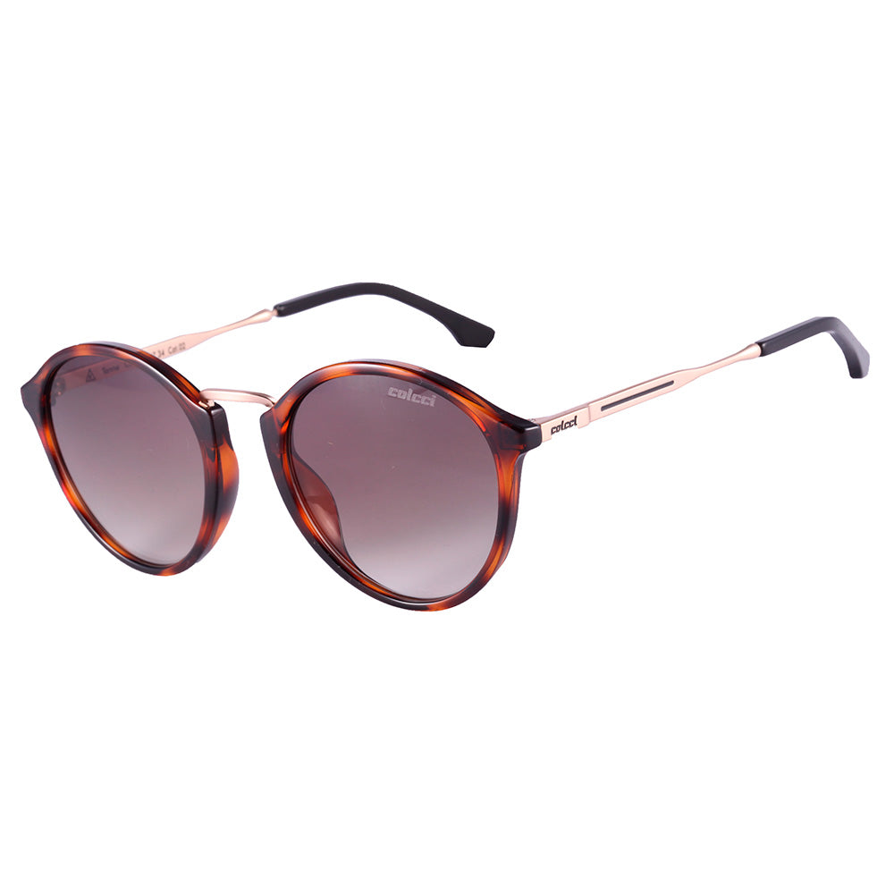 Colcci Tanne - Klebber Toledo Redondo Marrom Mesclado e Dourado Brilho/ Marrom Degradê - Solar - TAM 49 mm