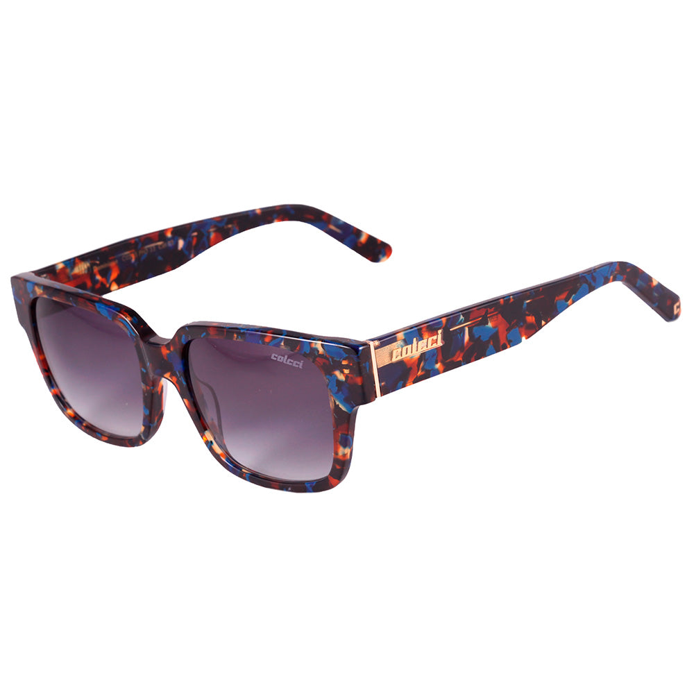 Colcci Dominique Marrom e Azul Mesclado/ Preto Degradê - 53 mm - Sol