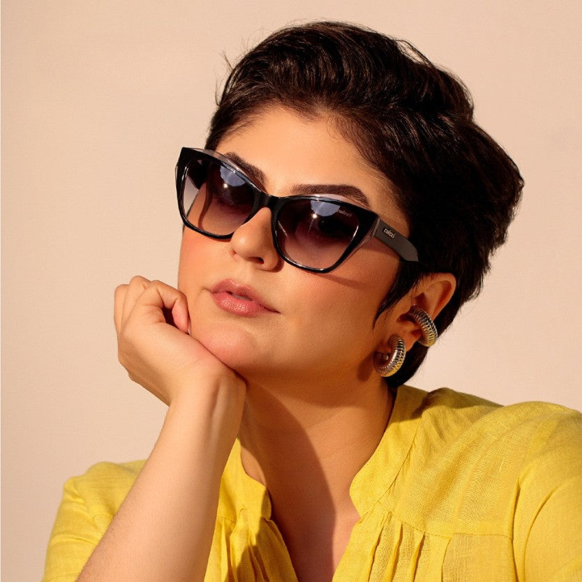Colcci Luiza Sun Preto Brilho Preto Degradê - Sol - 55 mm