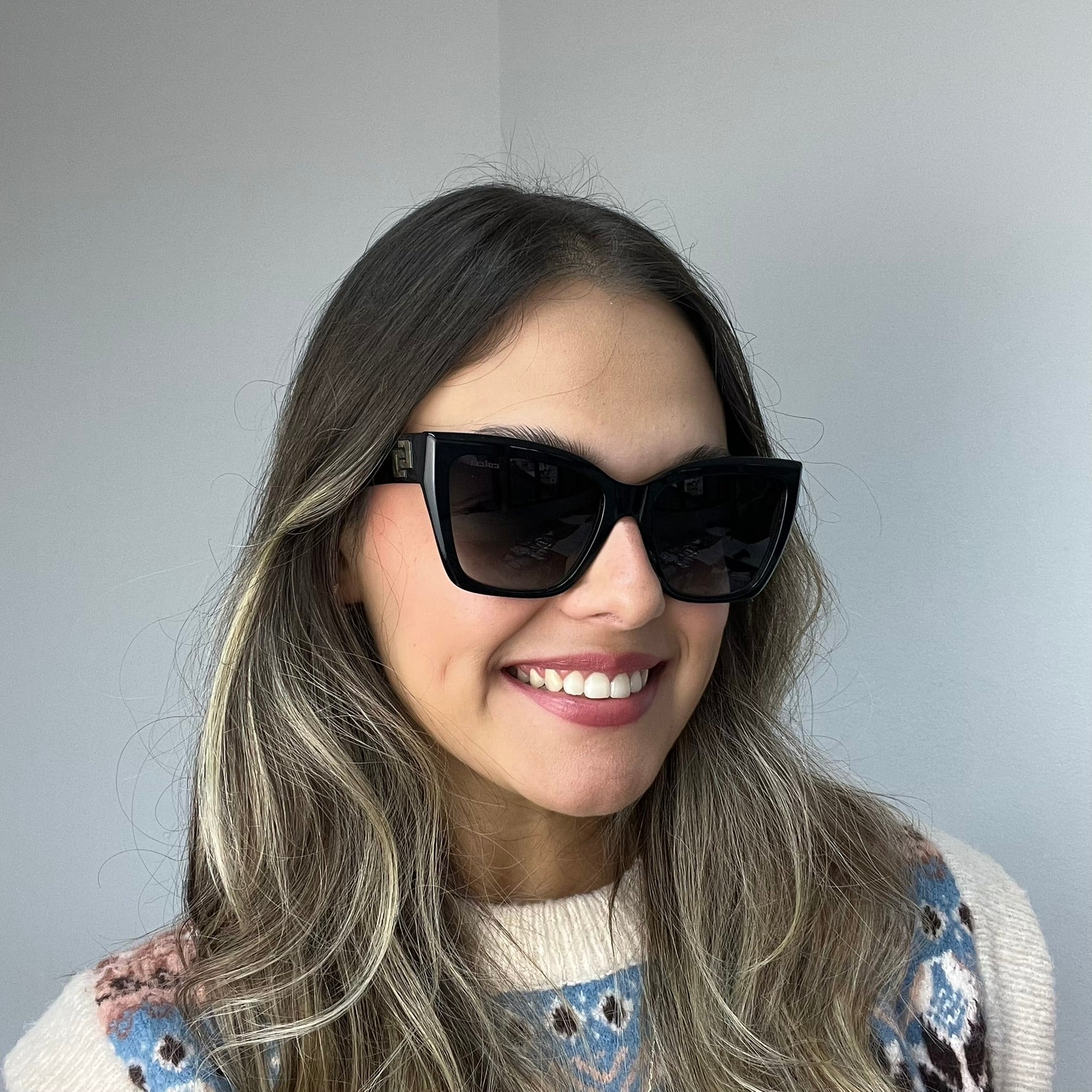 Colcci Chiara Preto Brilho/ Cinza Degradê Azul - Solar - Tam 55 mm
