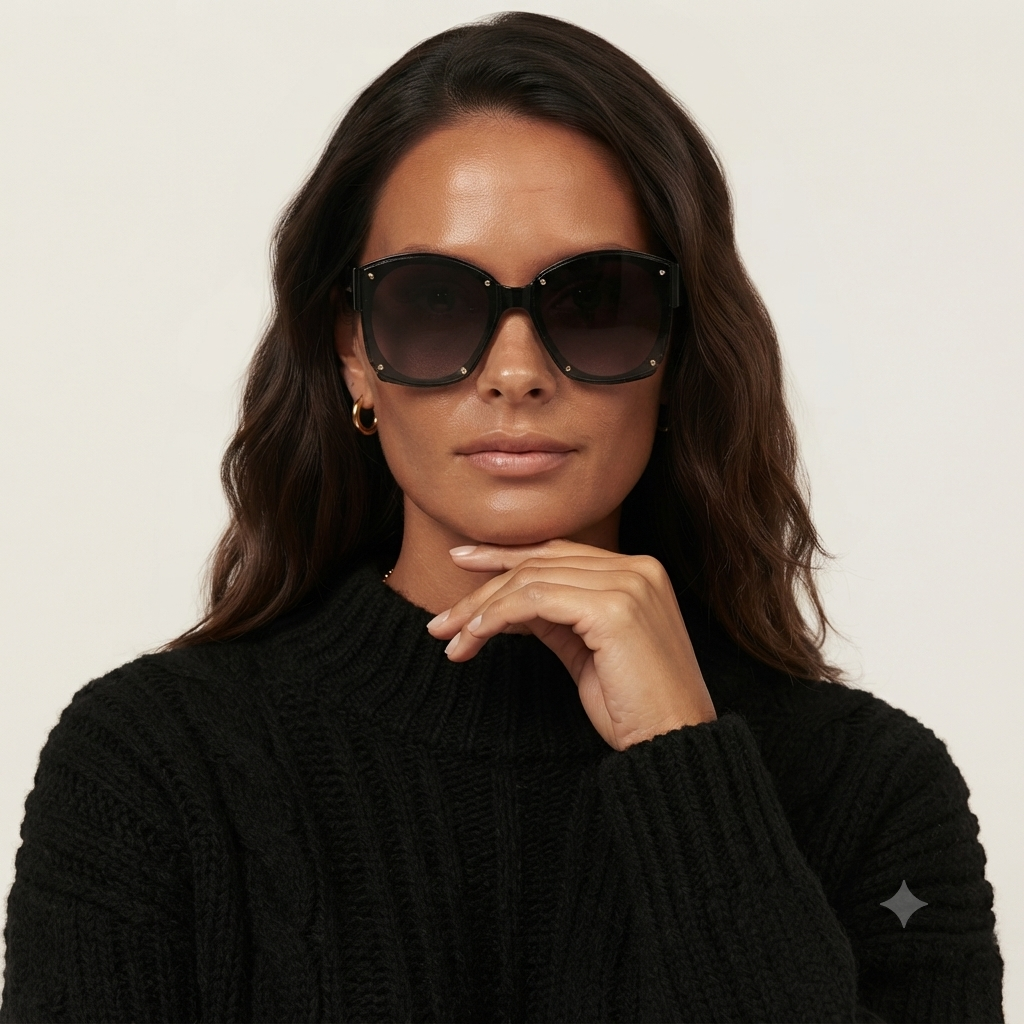 Alexander McQueen AM0334S 001 Preto Brilho Preto Degradê - Sol - 61 mm