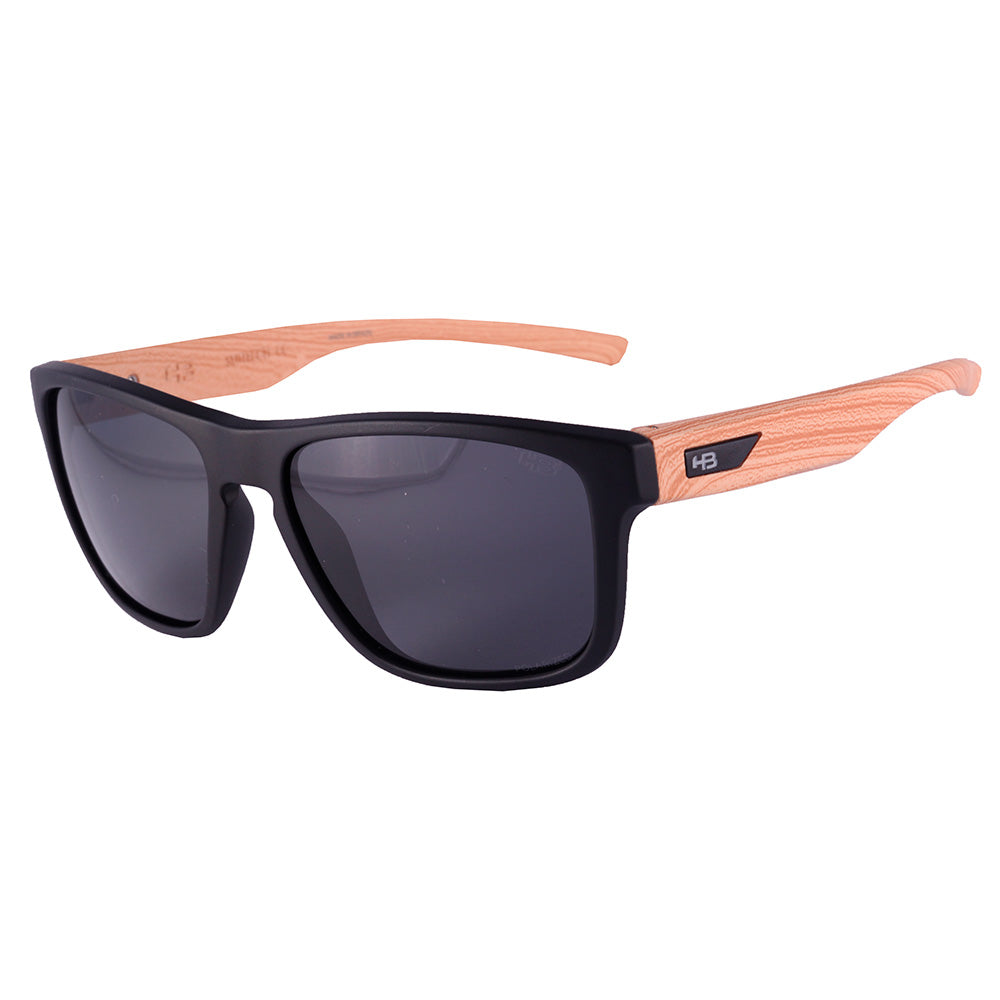 HB H-Bomb Retangular Matte Black/Wood Polarized Gray - Solar - TAM 52 mm