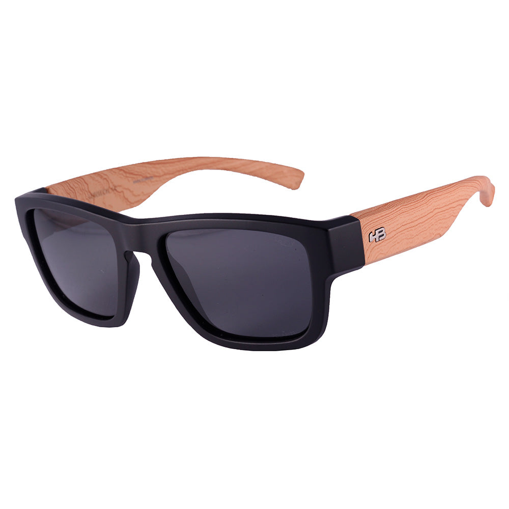 HB H-Bold Retangular Matte Black/Dark Wood Polarized Gray - TAM 55 mm