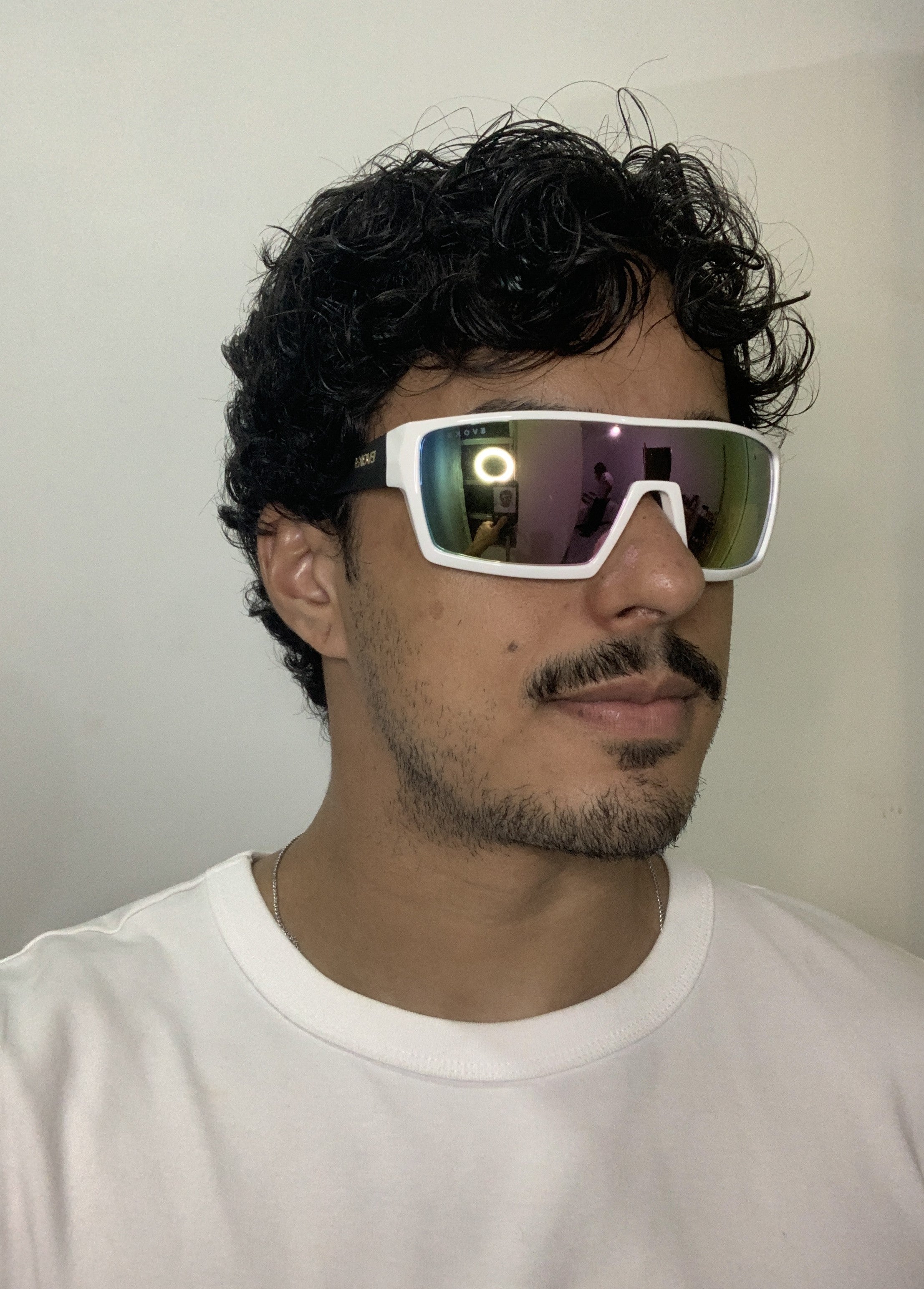 Evoke Bionic Beta BA02S Retangular Shine White Matte Black - Solar - TAM 145 mm