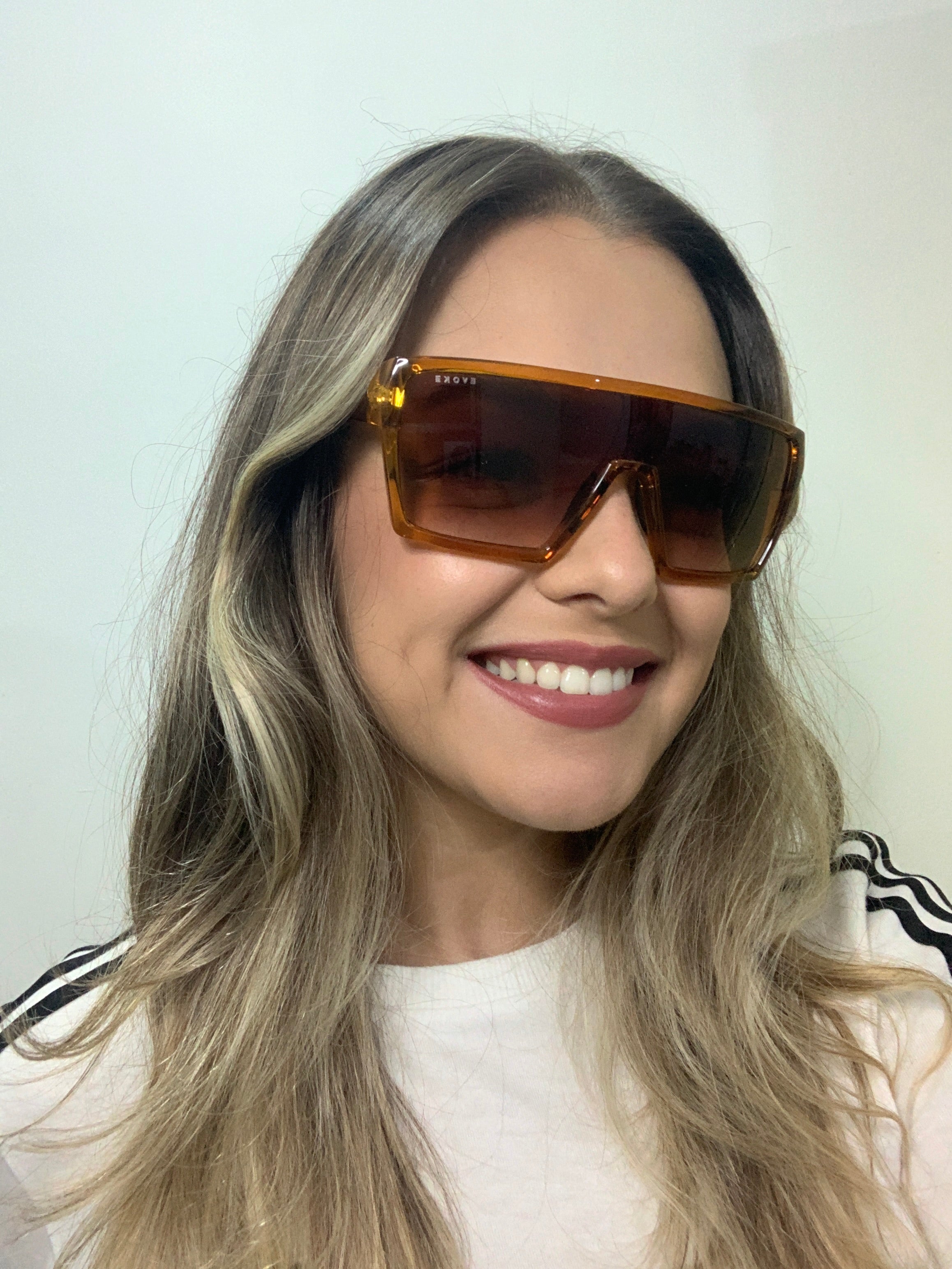 Evoke Bionic Alfa G02 Quadrado Crystal Brown/ Brown Gradient - Solar - TAM 135 mm