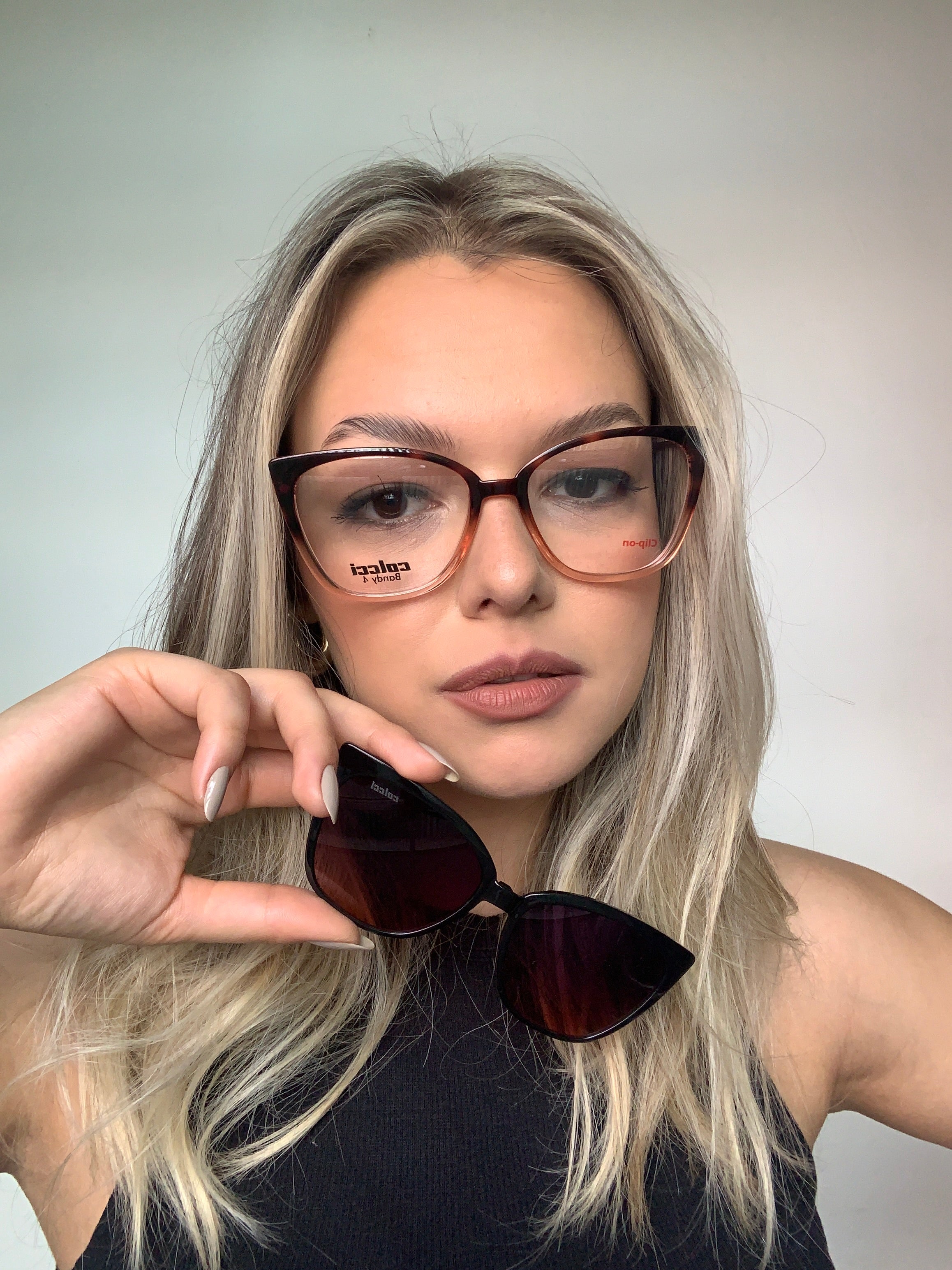 Colcci Bandy 4 Clip On Vinho Mesclado Translúcido/ Roxo Degradê - Lente 5,7 cm - Grau