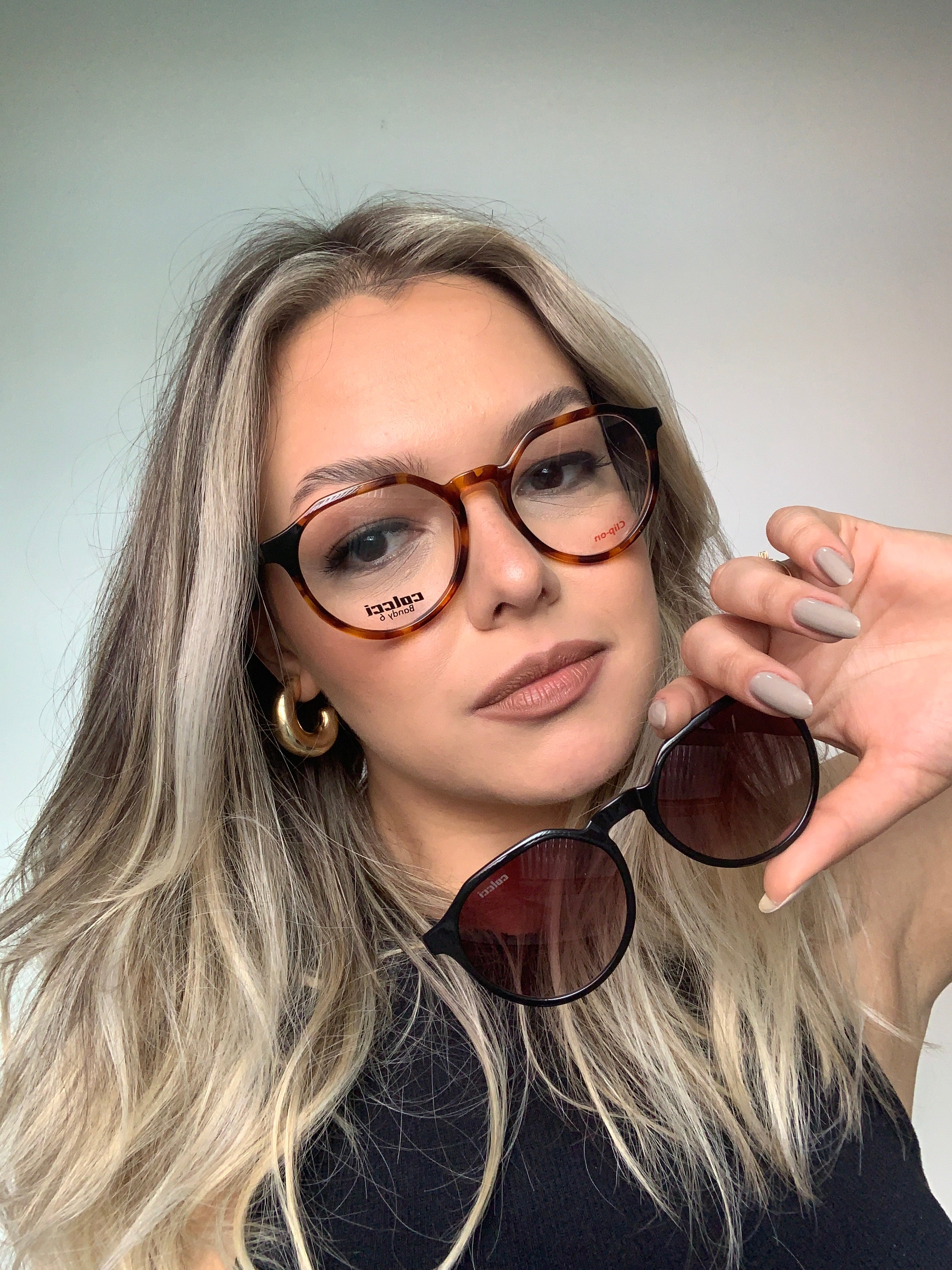 Colcci Bandy 6 Clip On Marrom Mesclado e Preto Brilho/ Marrom Degradê - Lente 5,3 cm - Grau