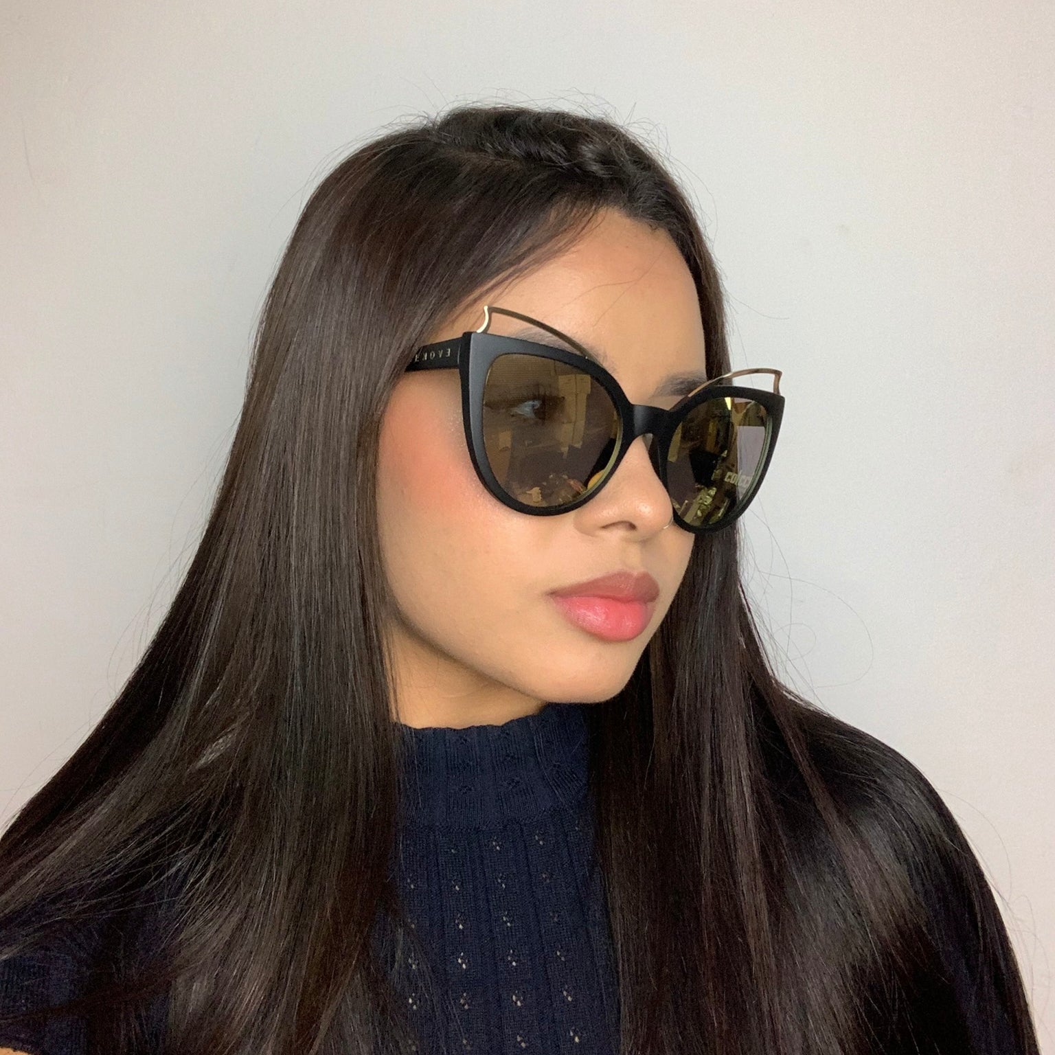 Óculos de Sol Evoke Penelope A12S Black Matte Gold / Champagne Flash Mirror Unico - Lente 5,6 cm
