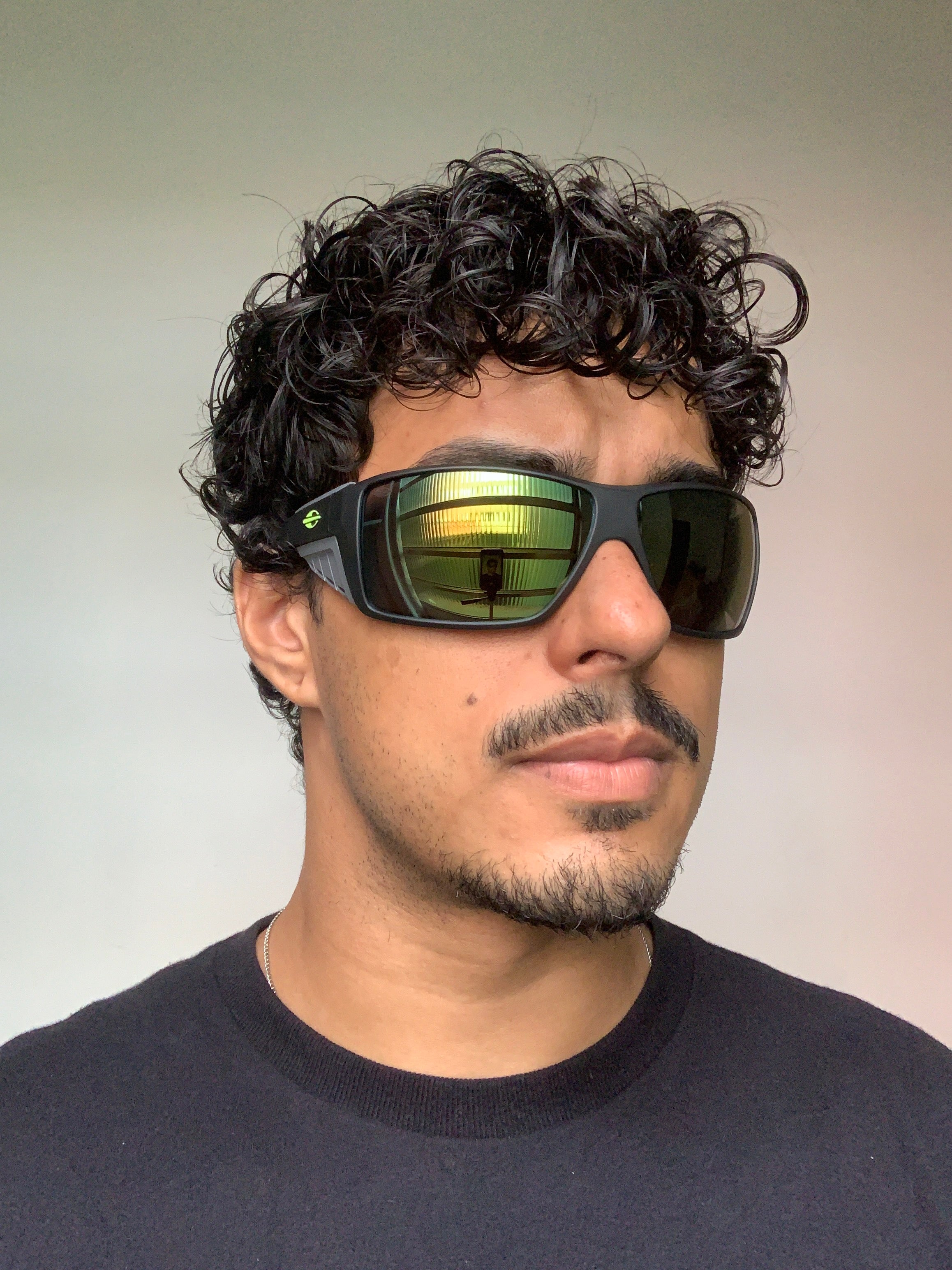 Mormaii Side Shield Esportivo Preto Fosco/ Verde Espelhado - Solar - TAM 70 mm
