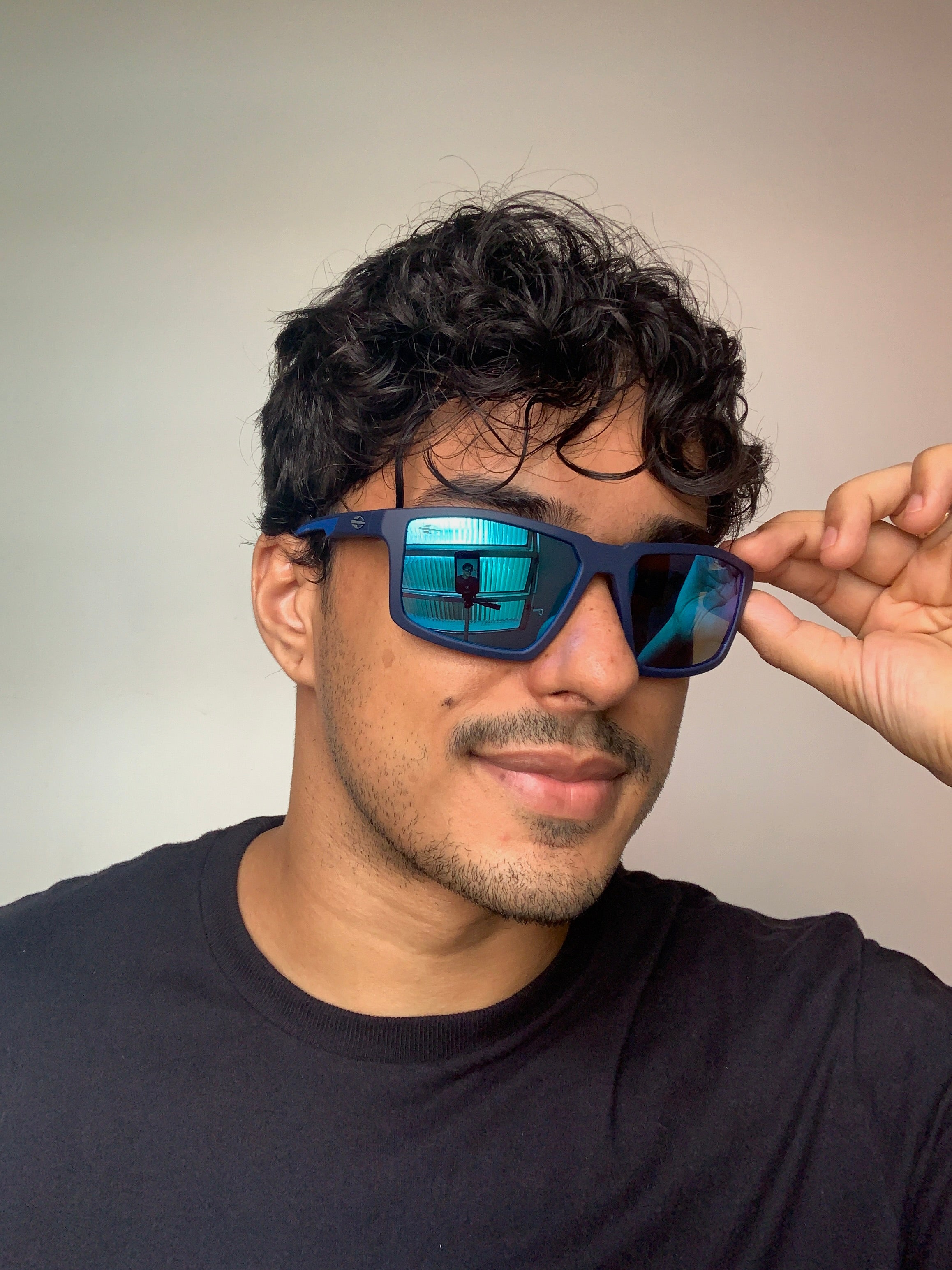 Mormaii Estocolmo Retangular Azul Fosco/ Azul Espelhado - Solar - TAM 55 mm