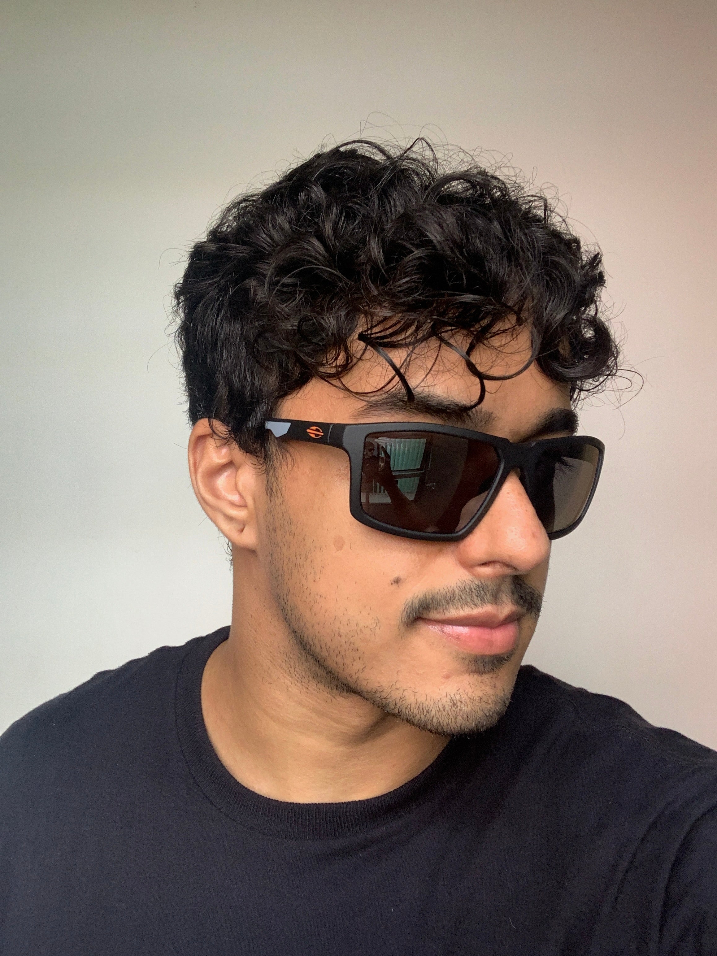 Mormaii Estocolmo Retangular Preto e Cinza Fosco/ Preto Espelhado - Solar - TAM 55 mm