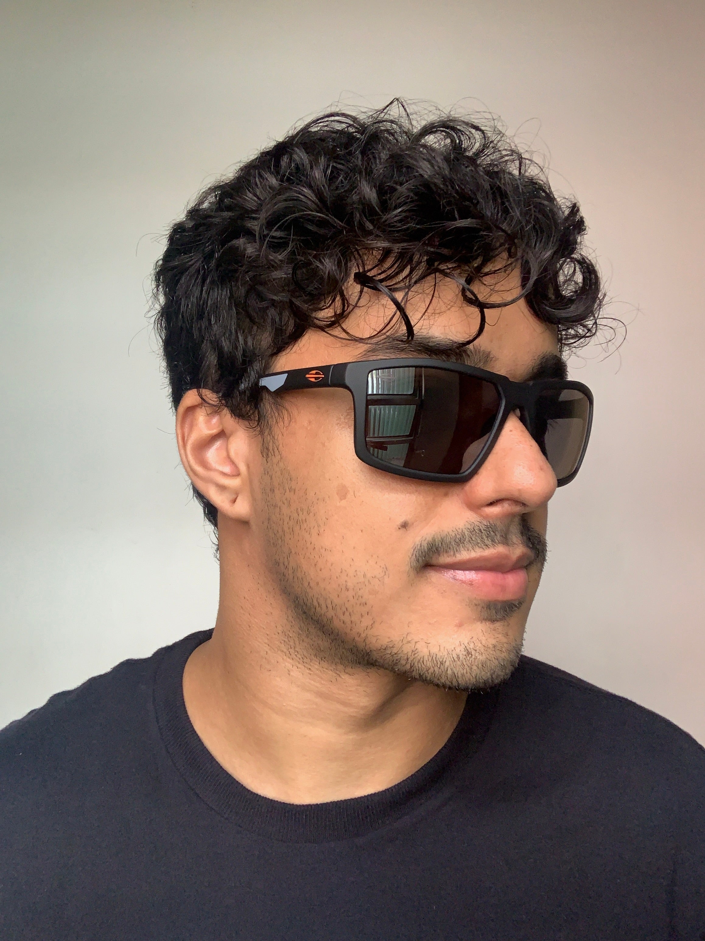 Mormaii Estocolmo Retangular Preto e Cinza Fosco/ Preto Espelhado - Solar - TAM 55 mm