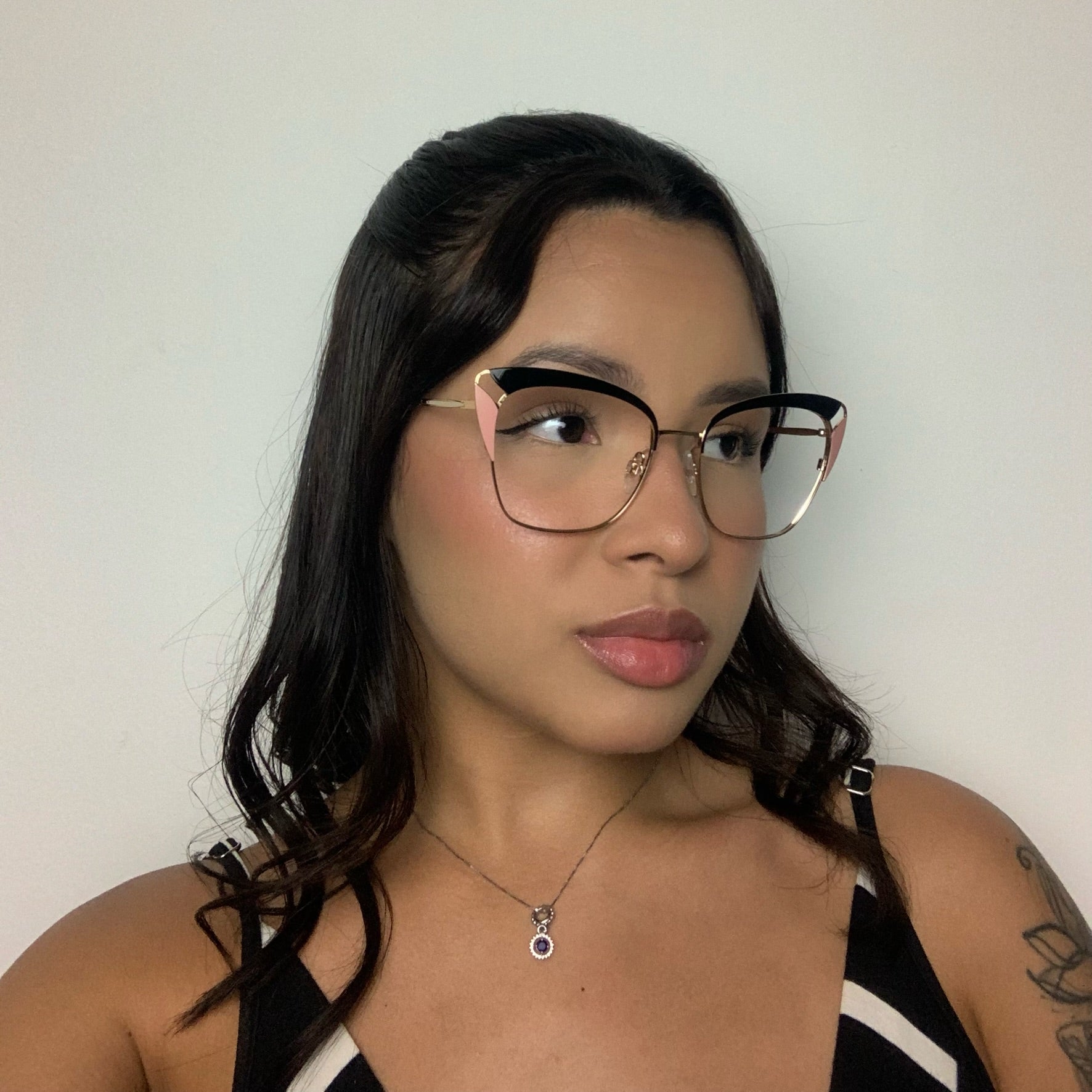 Hickmann HI2009 09B Preto Rosa e Dourado Brilho - Grau - 55 mm