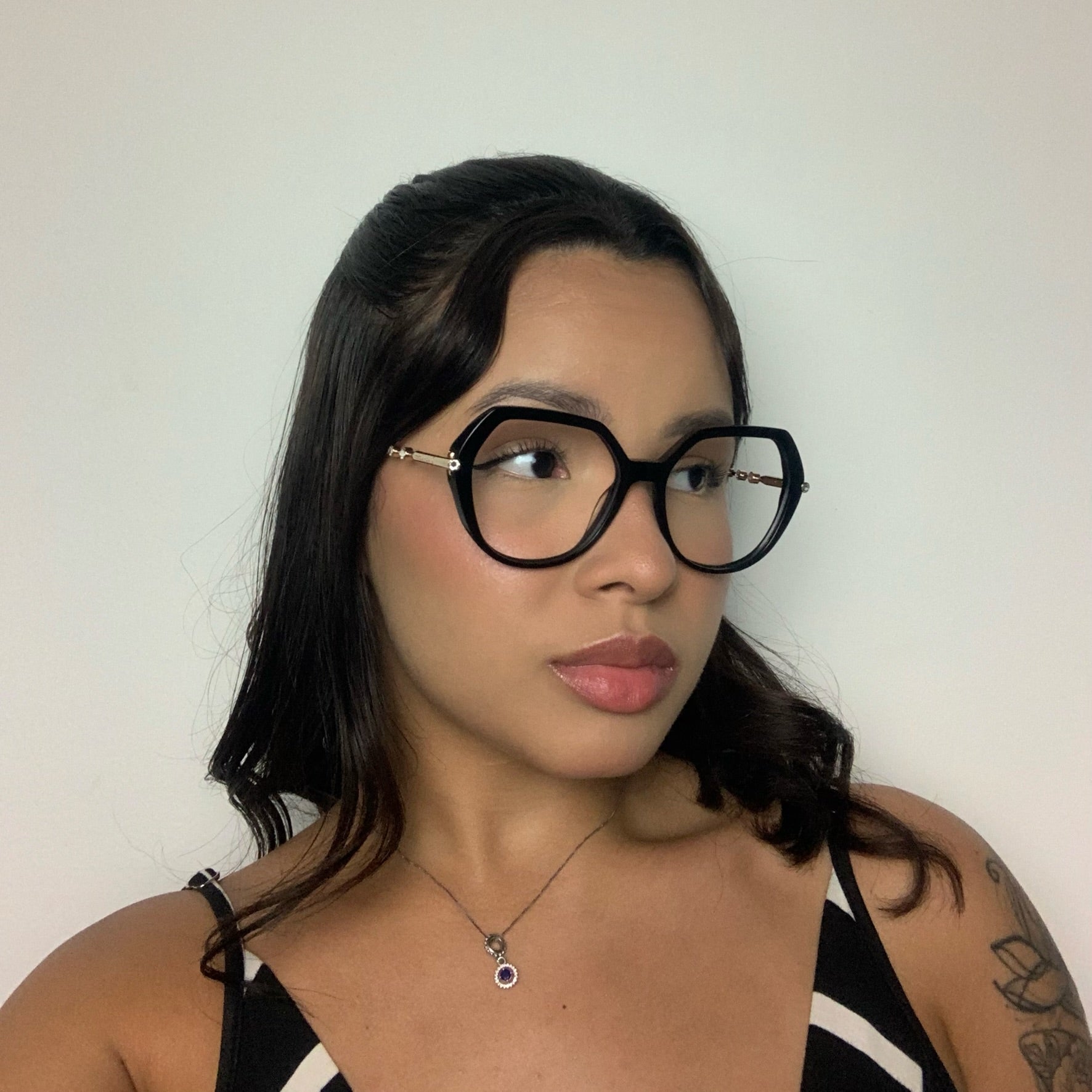 Ana Hickmann AH60058 A01 Preto e Dourado Brilho - Grau - 54 mm