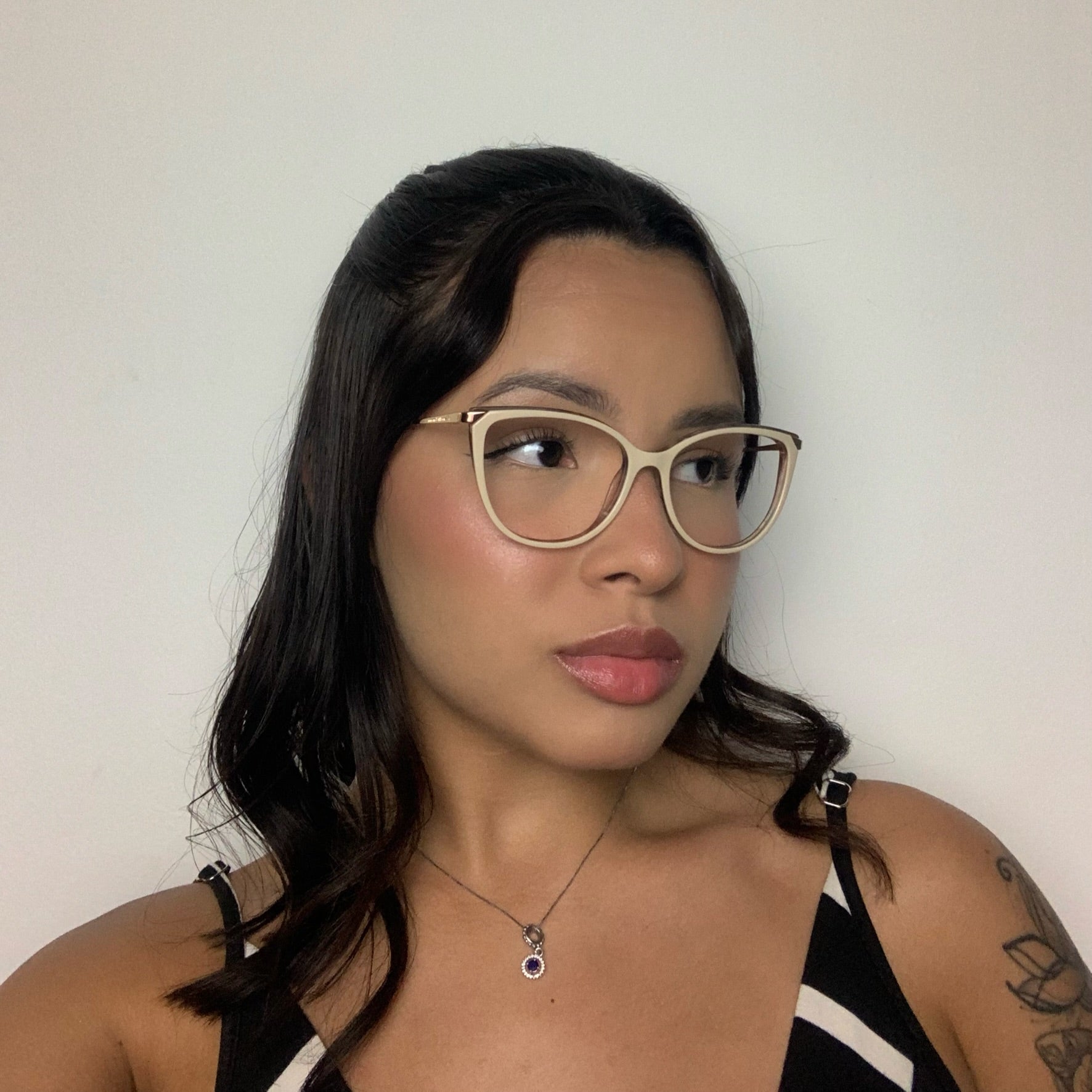 Ana Hickmann AH6415N N01 Nude e Dourado Brilho - Grau - 54 mm