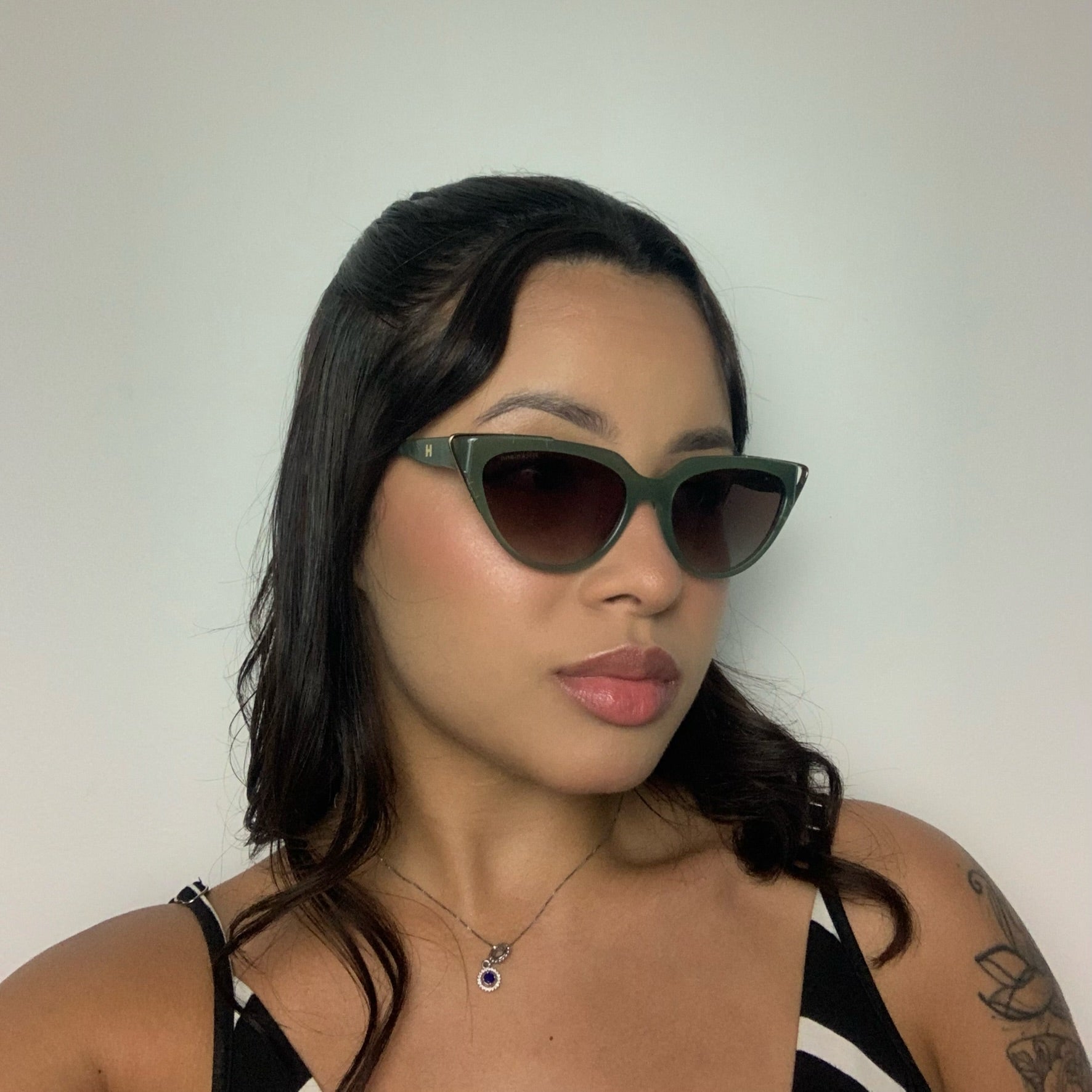 Hickmann Kalmia 1 HI90035 E01 Verde Brilho Translúcido Marrom Degradê - Sol - 54 mm