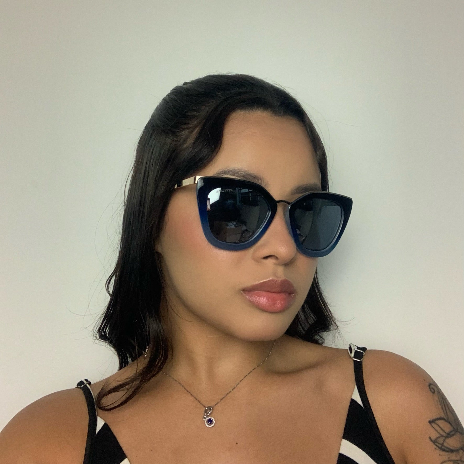 Atitude AT5340 C01 Azul Degradê Prata Espelhado - Sol - 52 mm