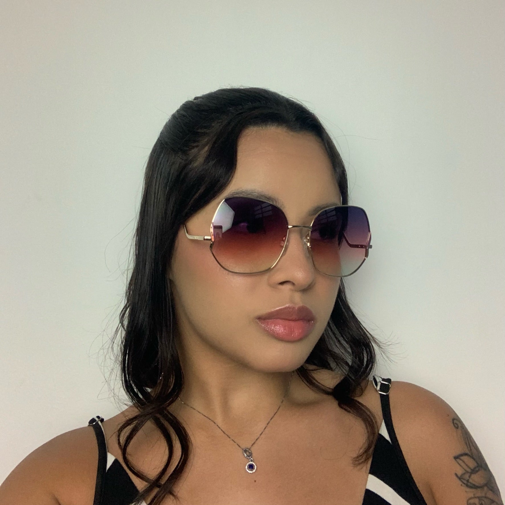 Hickmann HI30012 13A Dourado Brilho Roxo e Rosa Degradê - Sol - 57 mm