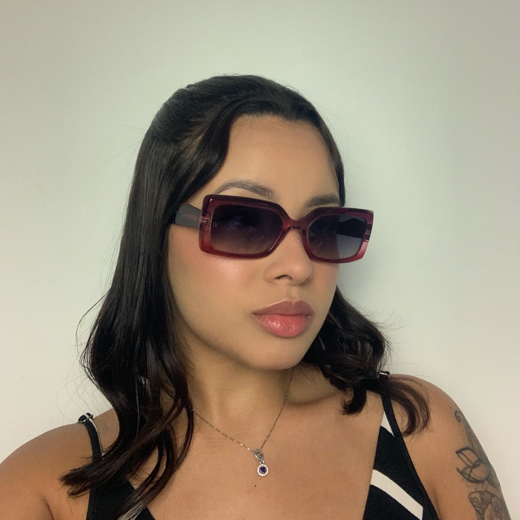 Ana Hickmann Gabi 1 AH90042 C02 Vinho Brilho Translúcido Preto Degradê - Sol - 54 mm