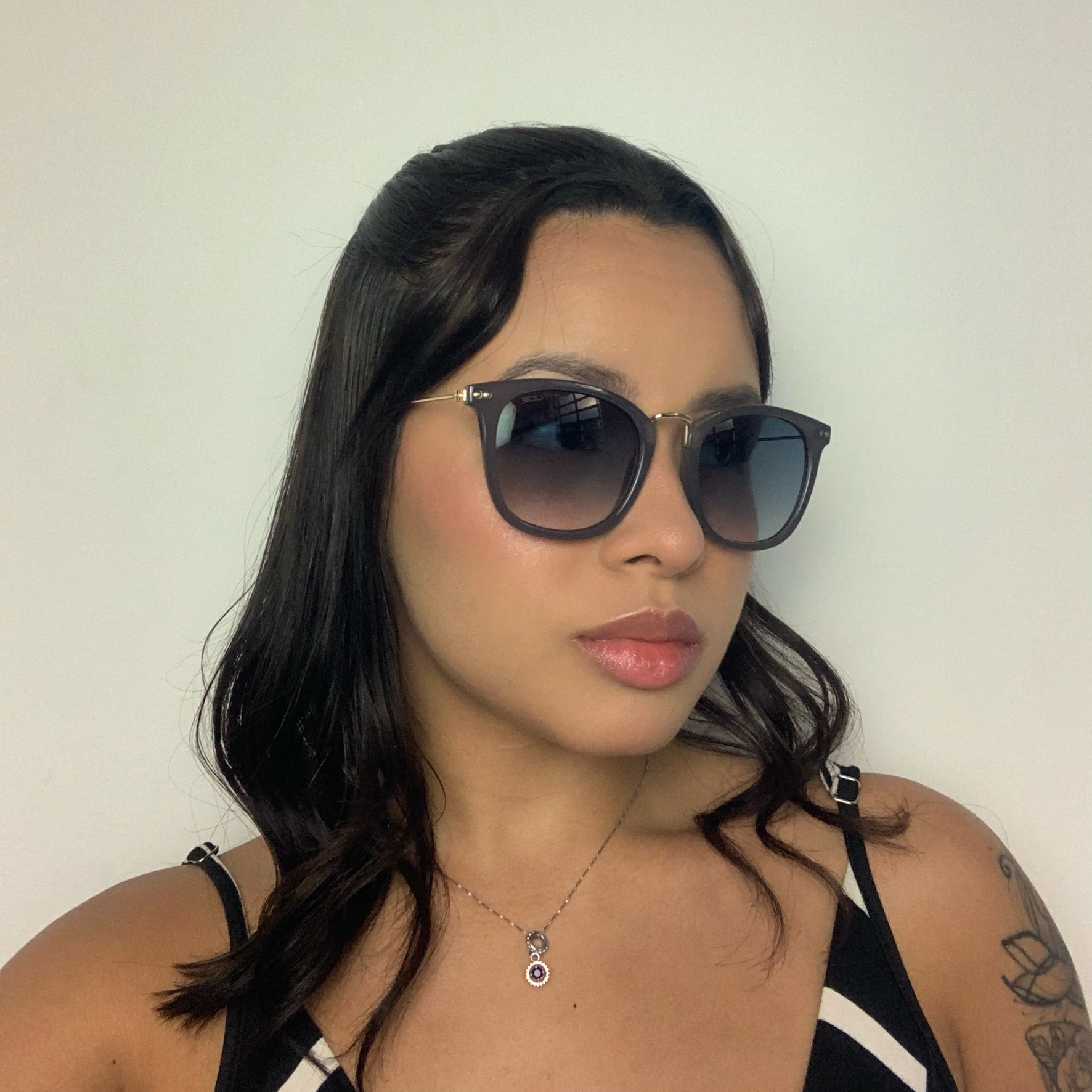 Atitude AT8071 H01 Cinza Translúcido e Dourado Brilho Azul Degradê - Sol - 52 mm