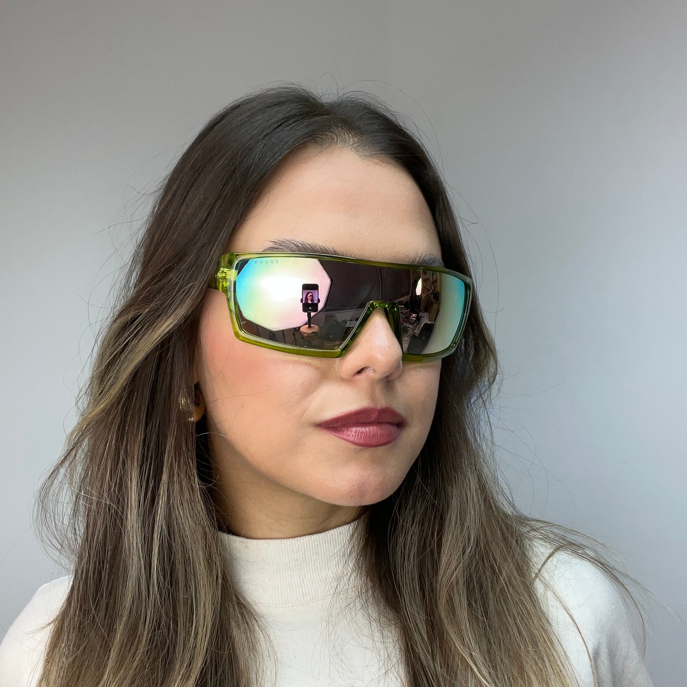 Evoke Bionic Beta E01S Retangular Crystal Green flash - Solar - TAM 145 mm