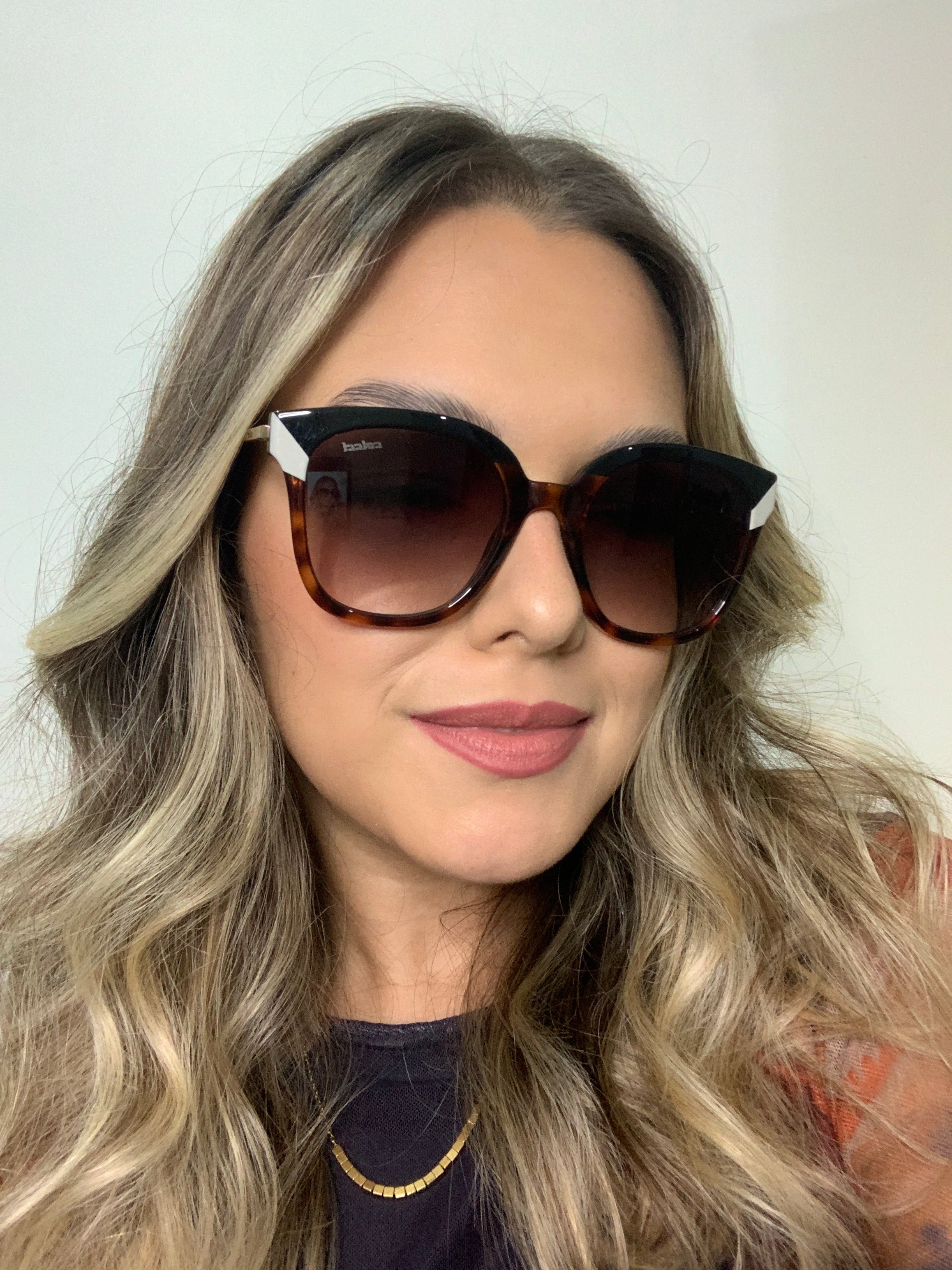 Colcci Sara Retrô Preto Brilho/ Azul Degradê Laranja - Solar - TAM 48 mm