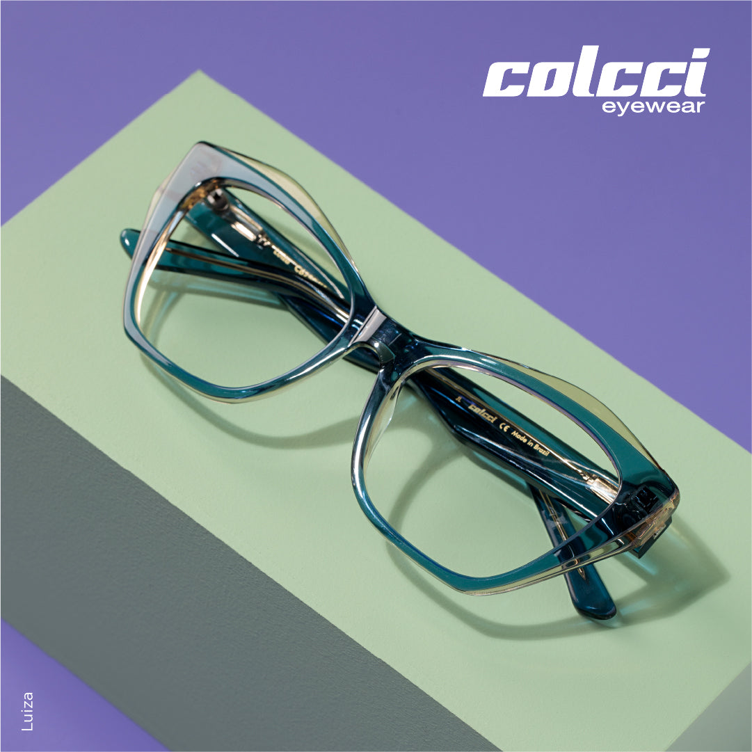 Colcci Luiza Azul e Bege Translúcido Brilho - Grau - 55 mm