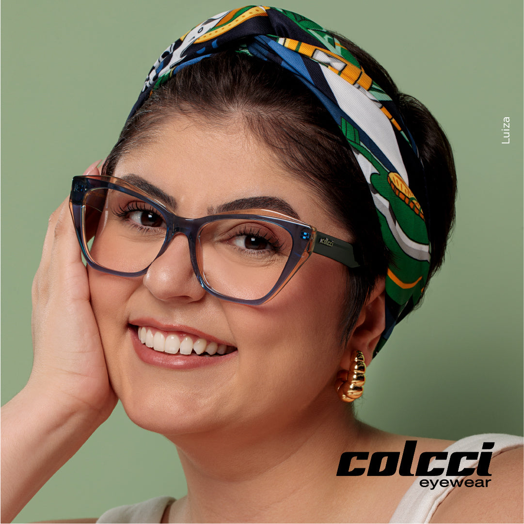 Colcci Luiza Azul e Bege Translúcido Brilho - Grau - 55 mm