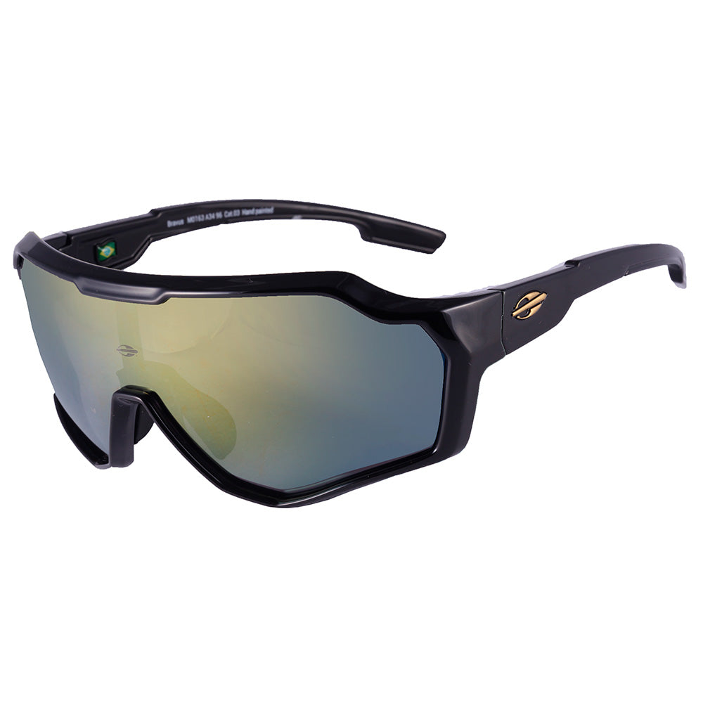Mormaii Bravus Esportivo Preto Brilho/ Dourado Espelhado - Solar - TAM 155 mm