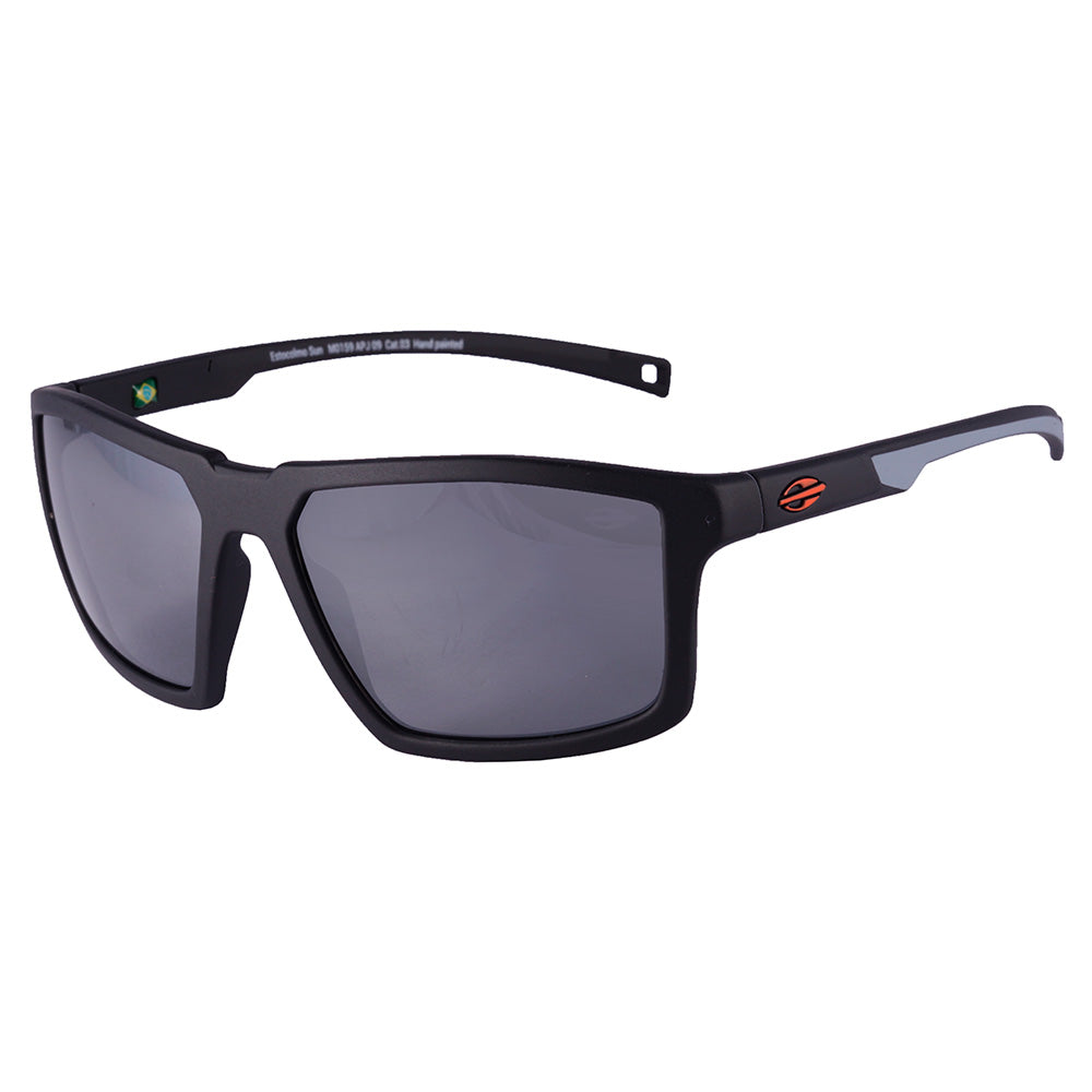 Mormaii Estocolmo Retangular Preto e Cinza Fosco/ Preto Espelhado - Solar - TAM 55 mm