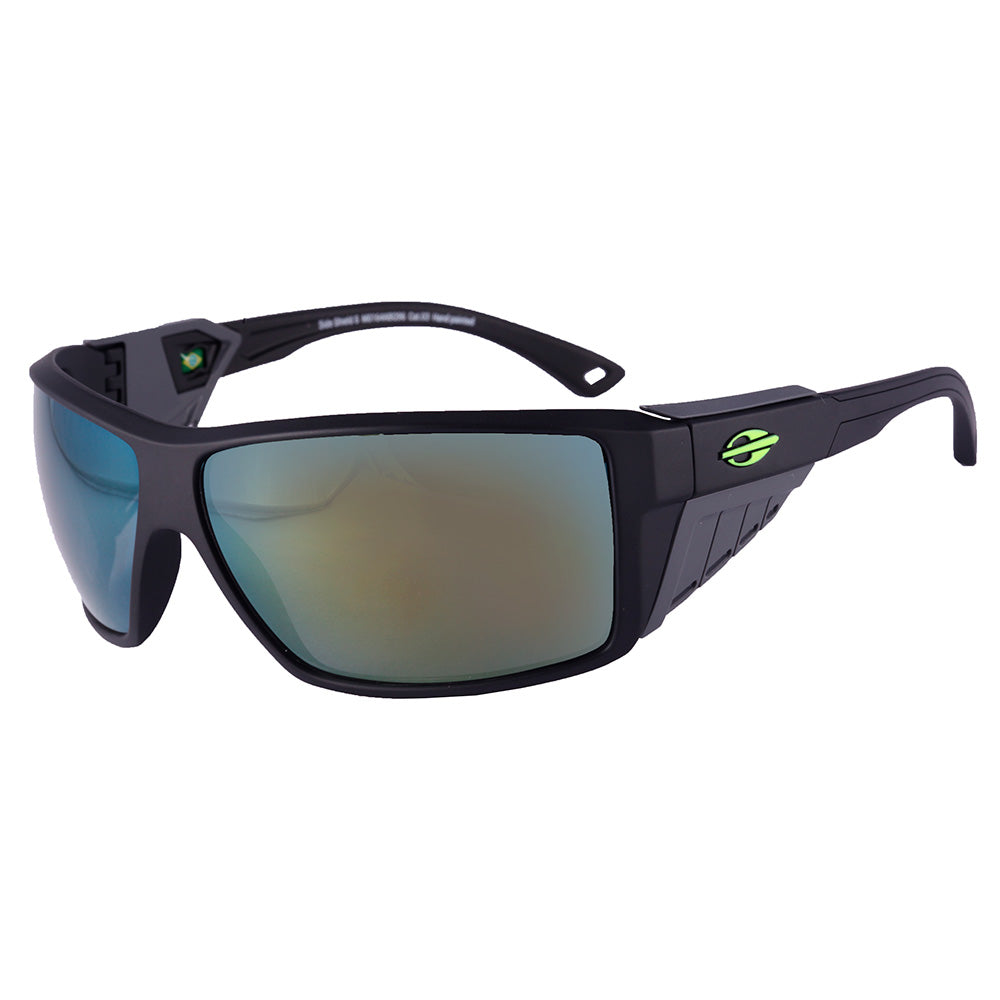 Mormaii Side Shield Esportivo Preto Fosco/ Verde Espelhado - Solar - TAM 70 mm