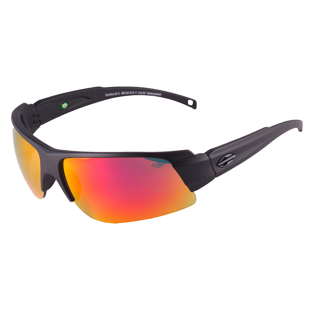 Mormaii Gamboa Air 5 Preto e cinza Fosco/ Vermelho Espelhado - Lente 13,2 cm -Sol