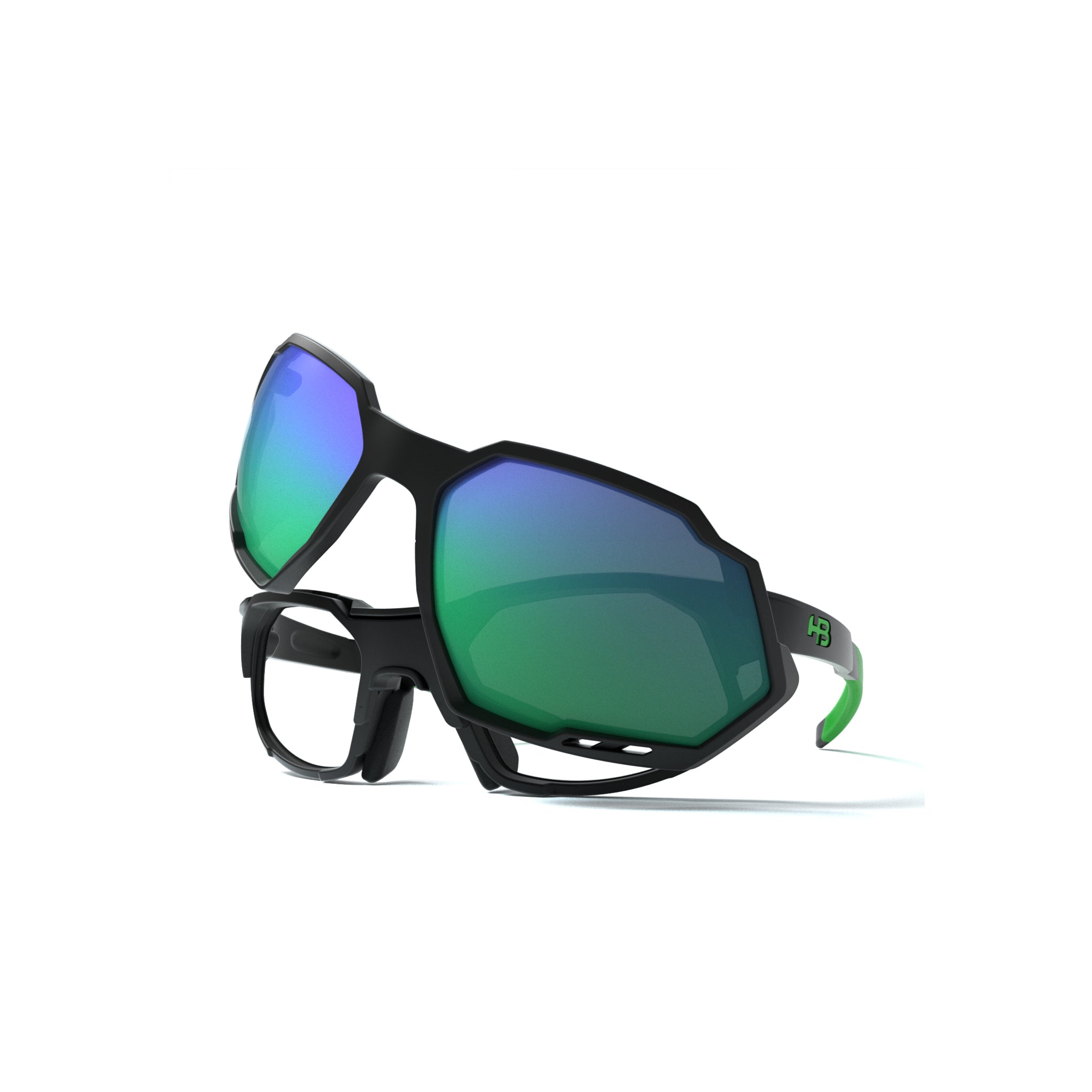 HB Rush Matte Black D. Green / Green Chrome - Lente 5,3 cm - Grau