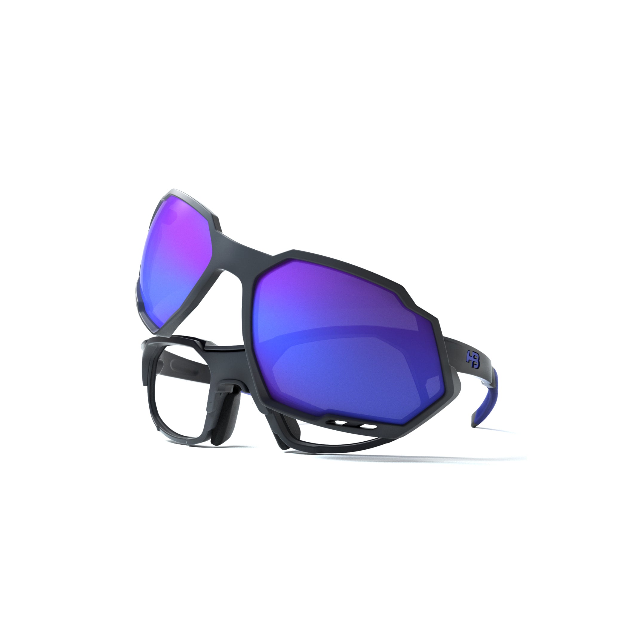 HB Rush Clip On Matte Graphite / Blue Chorme - 53 mm - Grau