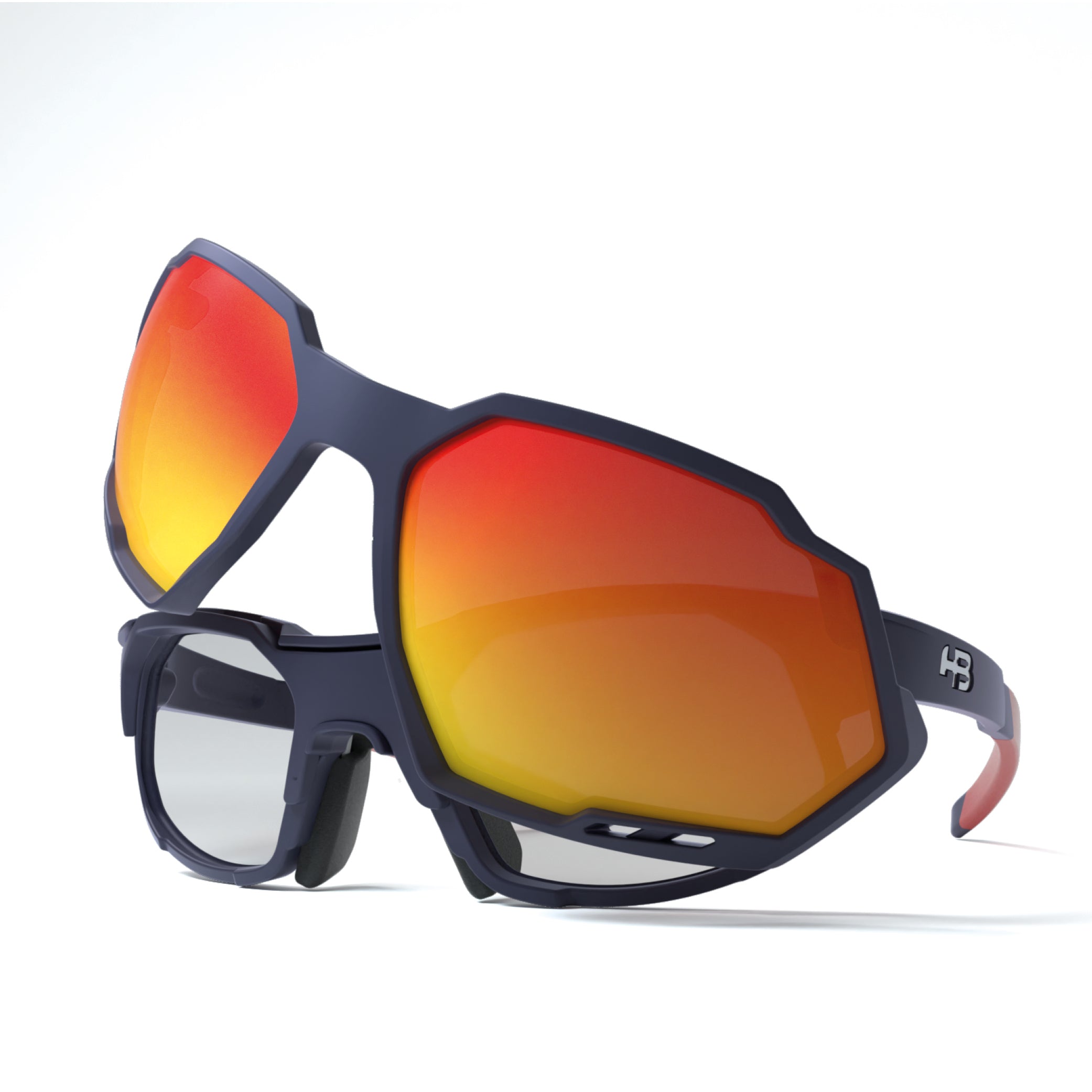 HB Rush Clip On Matte Navy / Multi Red - Lente 5,3 cm - Grau