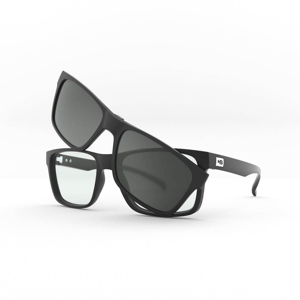 HB Polytech 0339 Clip On Matte Black / Gray Polarized - Lente 5,3 cm - Grau