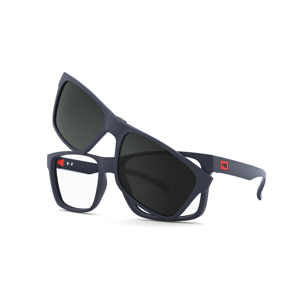 HB Polytech 0339 Clip On Matte Navy / Gray Polarized - Lente 5,3 cm - Grau