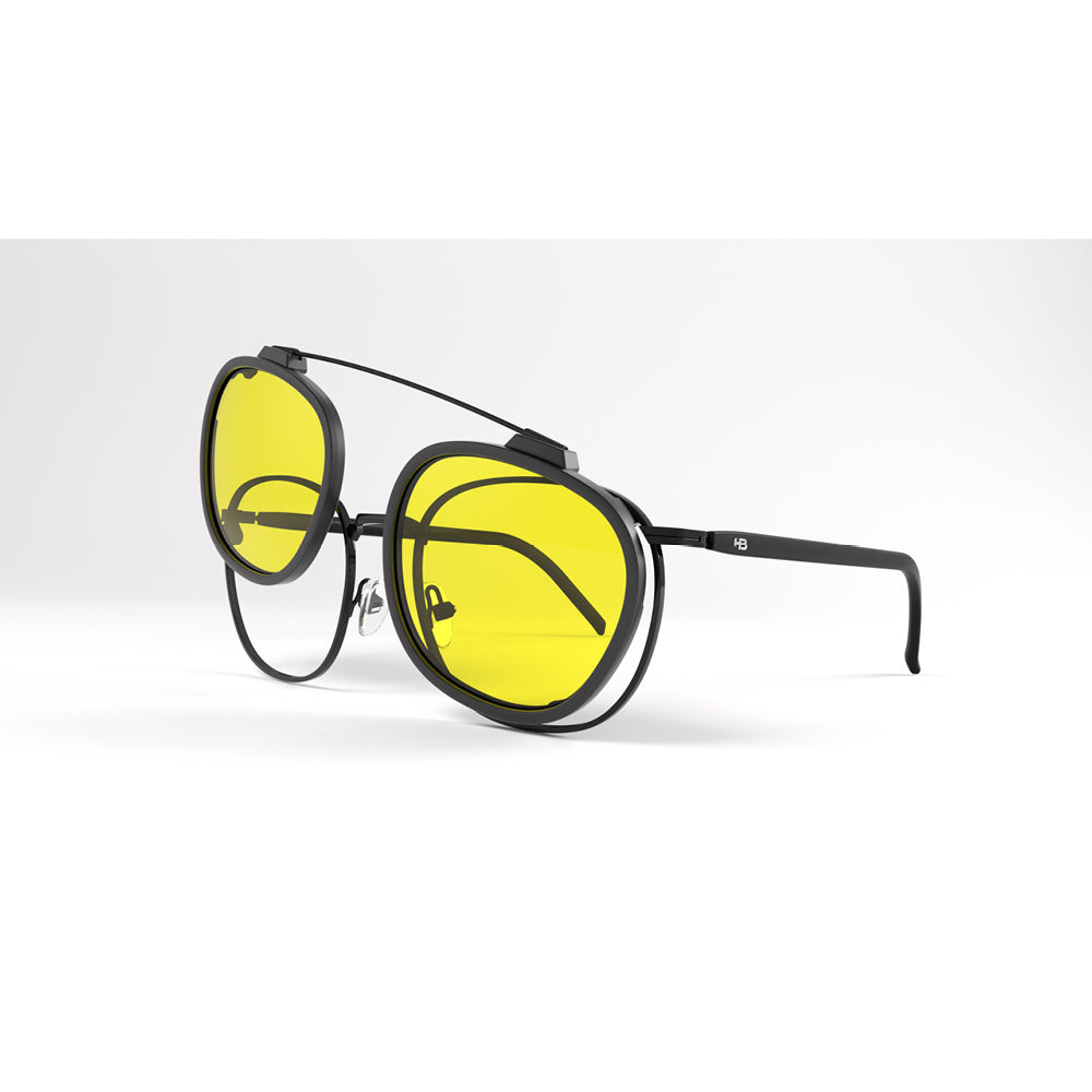 HB Switch Clip on 0423 Matte Black/ Polarized Gray/ Night Drive Lente 5,2 cm - Grau