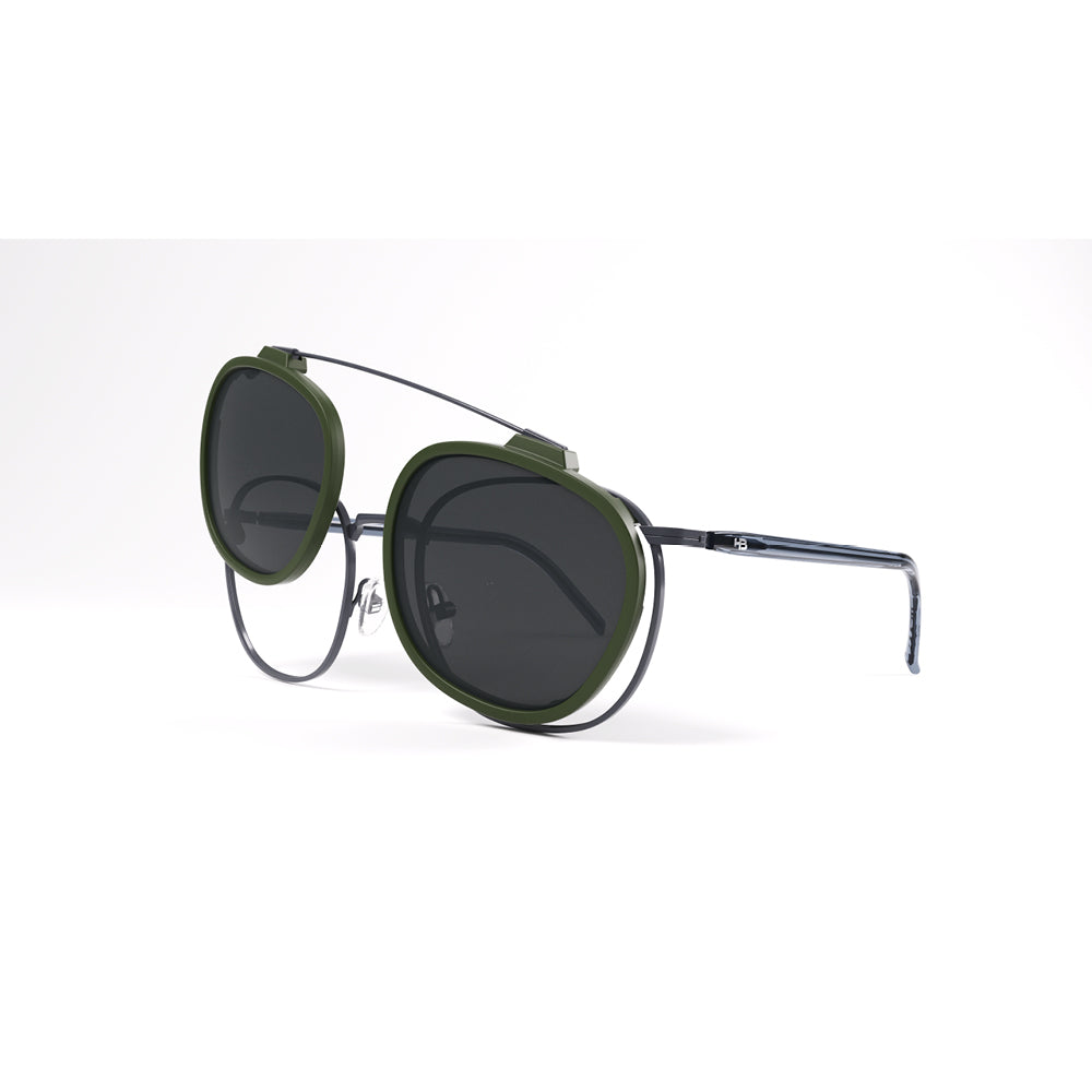 HB Switch Clip on 0423 Matte Graphite/ M. - Solid Green/ Polarized Gray 52 mm - Grau