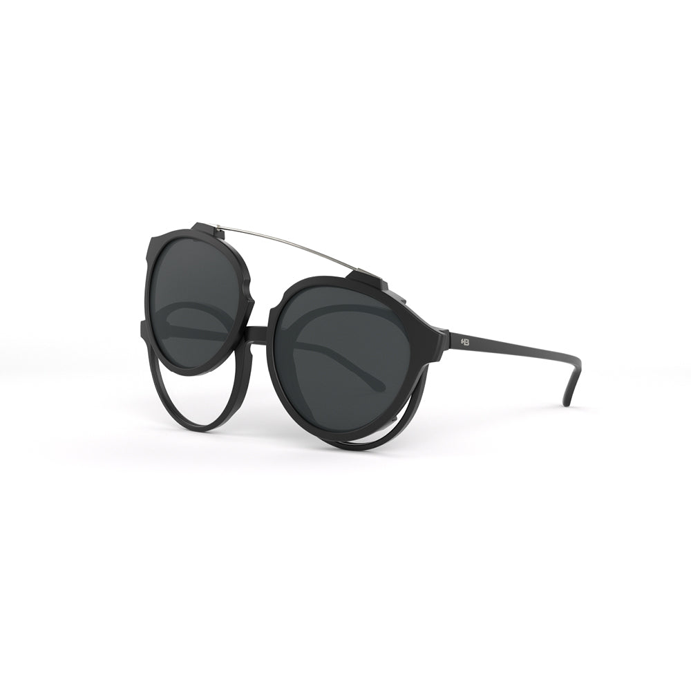 HB Switch Clip on 0492 Matte Black/ Gray Polarized Lente 4,7 cm - Grau