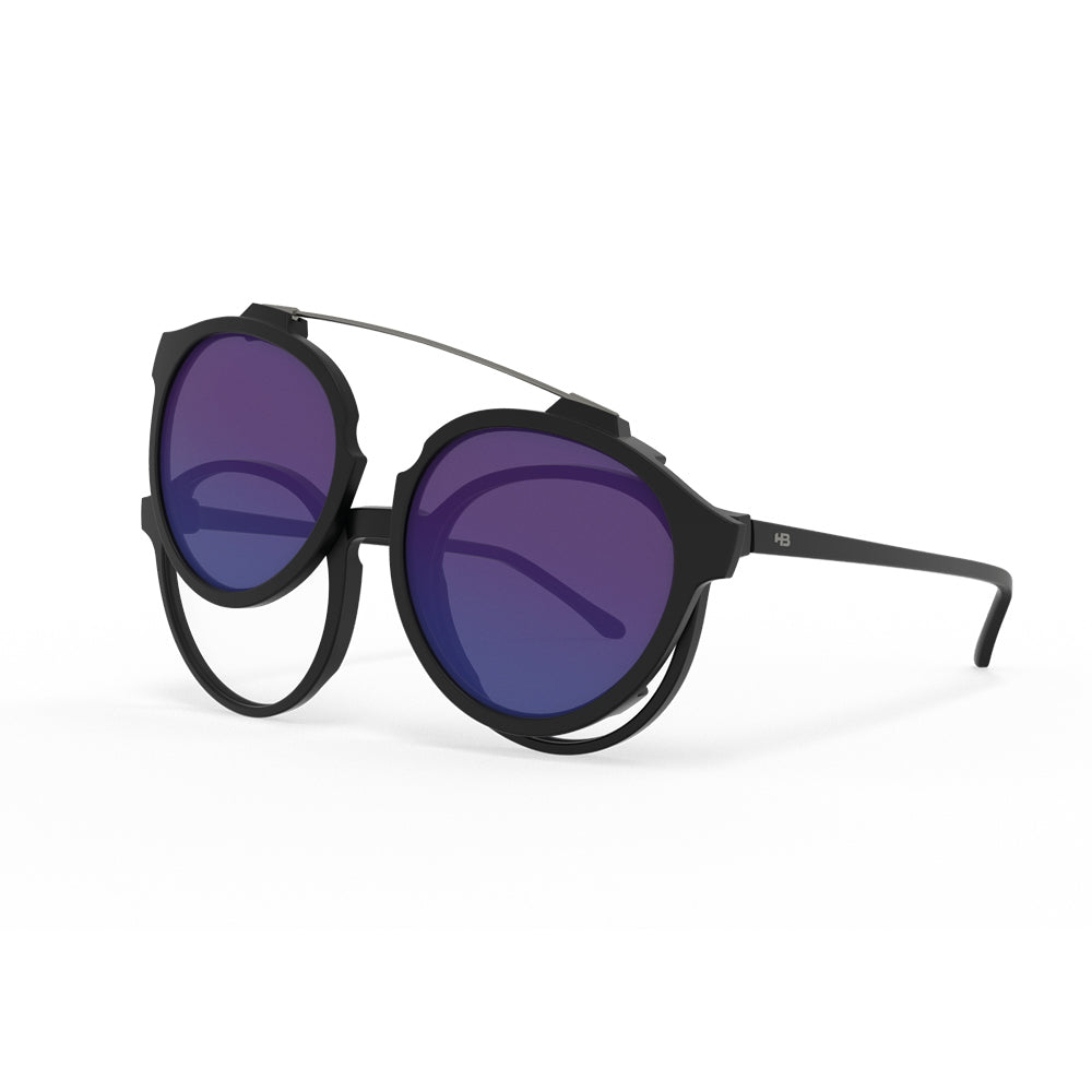 HB Switch 0492 Clip On Matte Black/ Polarized Blue - 47 mm