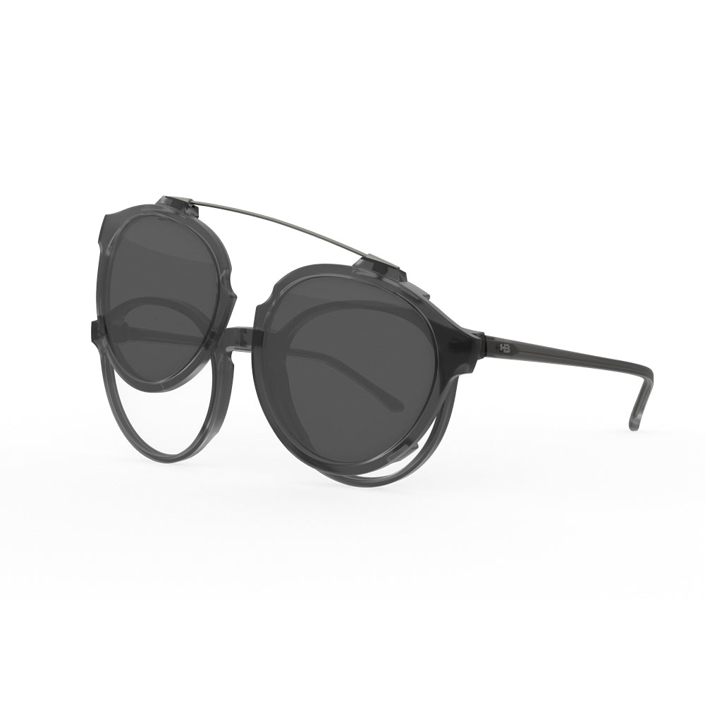HB Switch Clip on 0492 Matte Onyx/ Silver Polarized 47 mm - Grau