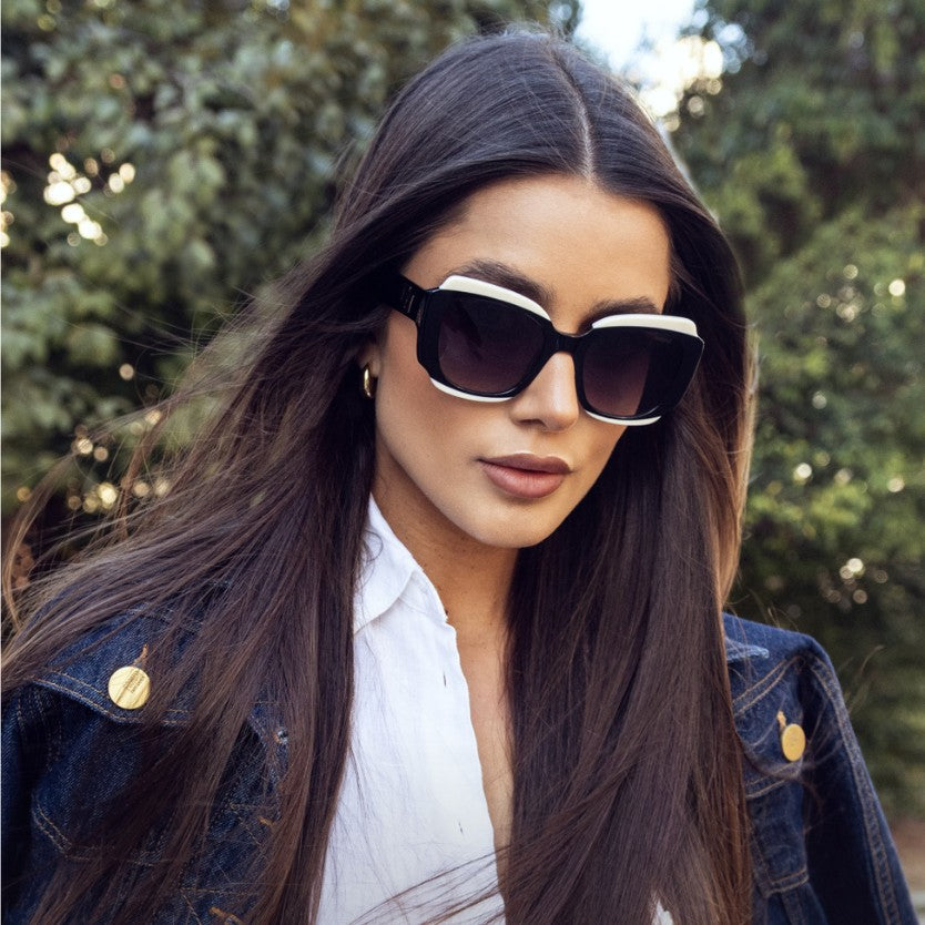 Colcci Rubi Preto e Branco Brilho Preto Degradê - Sol - 52 mm