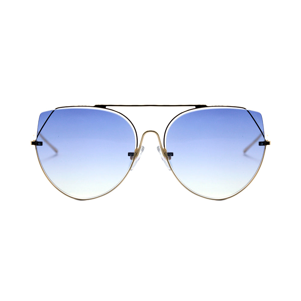 Óculos de Sol Hickmann Hi 3068 04F Dourado Brilho/ Azul Degradê Lente 5,8 Cm