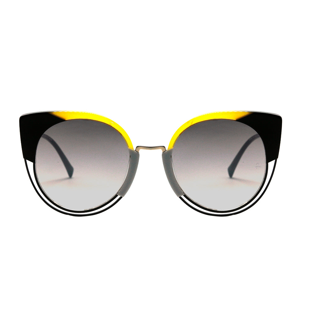 Ana Hickmann AH 3180 P01 Preto e Amarelo Brilho / Preto Degradê Espelhado - Lente 5,3 cm