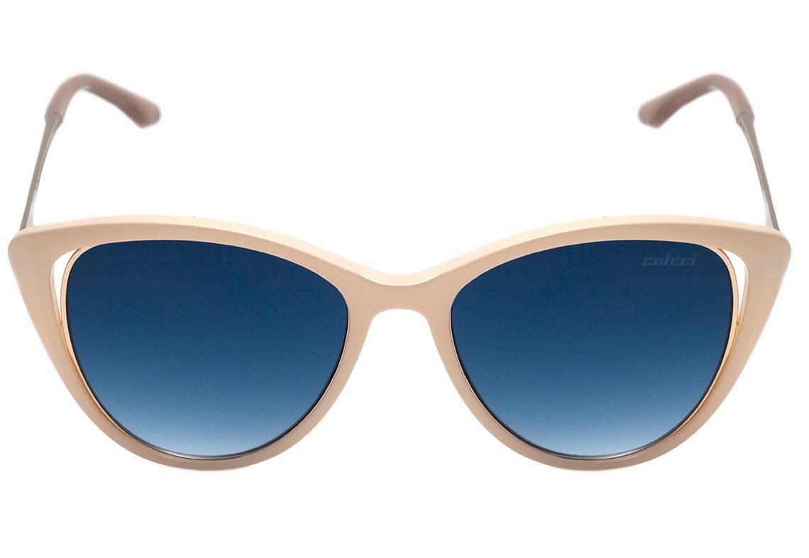 Óculos de Sol Colcci Valentina Branco E Dourado Brilho/ Azul Degradê Unico